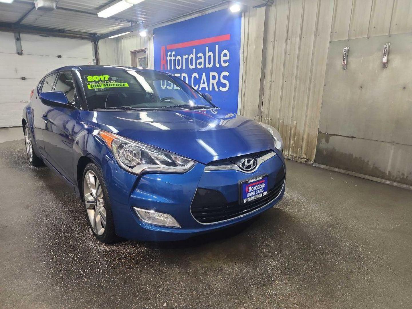 2017 BLUE HYUNDAI VELOSTER (KMHTC6AD6HU) with an 1.6L engine, Automatic transmission, located at 2525 S. Cushman, Fairbanks, AK, 99701, (907) 452-5707, 64.824036, -147.712311 - Photo#0