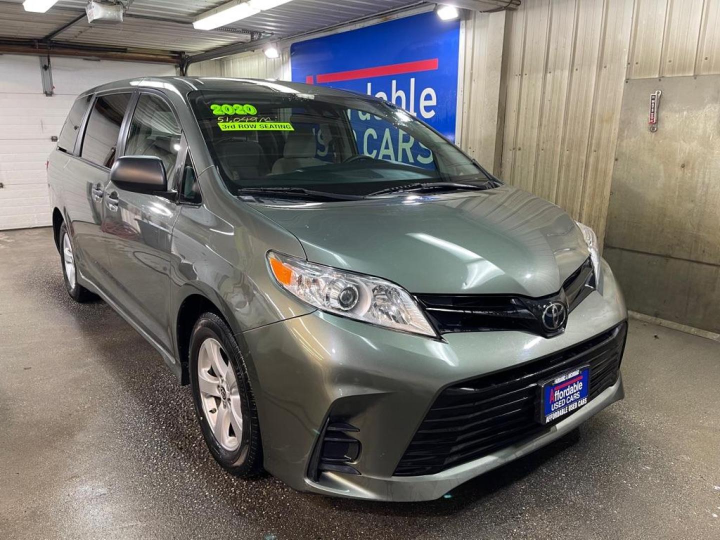 2020 GREEN TOYOTA SIENNA L (5TDZZ3DC6LS) with an 3.5L engine, Automatic transmission, located at 2525 S. Cushman, Fairbanks, AK, 99701, (907) 452-5707, 64.824036, -147.712311 - Photo#0