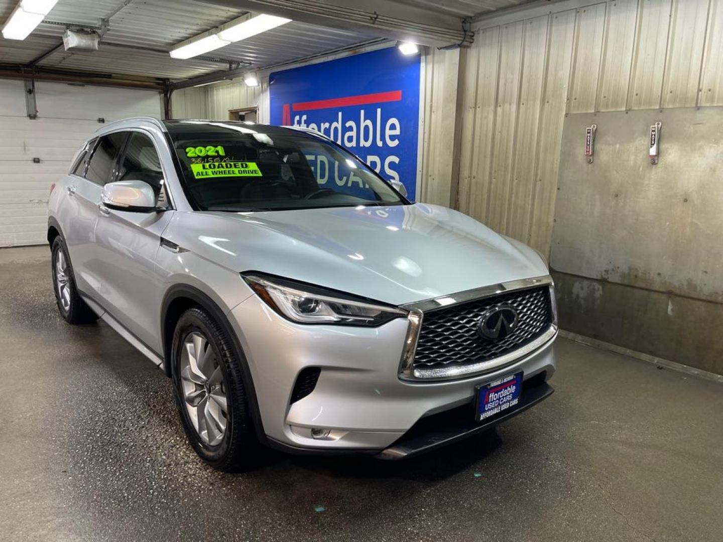 2021 SILVER INFINITI QX50 LUXE (3PCAJ5BB3MF) with an 2.0L engine, Continuously Variable transmission, located at 2525 S. Cushman, Fairbanks, AK, 99701, (907) 452-5707, 64.824036, -147.712311 - Photo#0