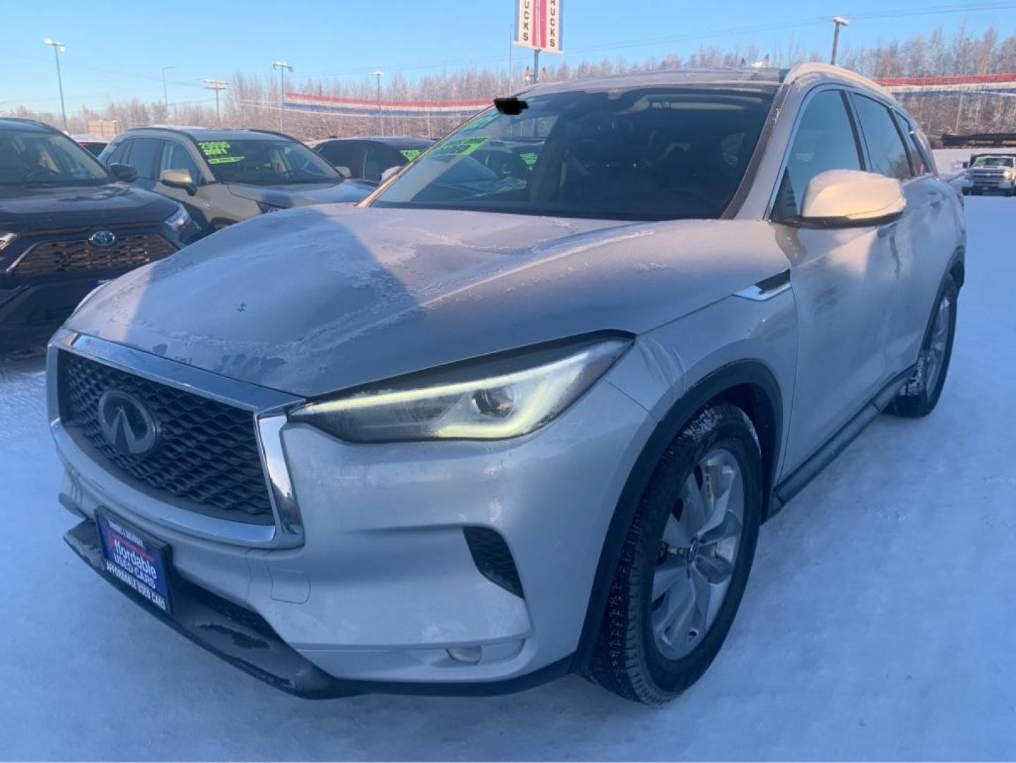 2021 SILVER INFINITI QX50 LUXE (3PCAJ5BB9MF) with an 2.0L engine, Continuously Variable transmission, located at 2525 S. Cushman, Fairbanks, AK, 99701, (907) 452-5707, 64.824036, -147.712311 - Photo#1