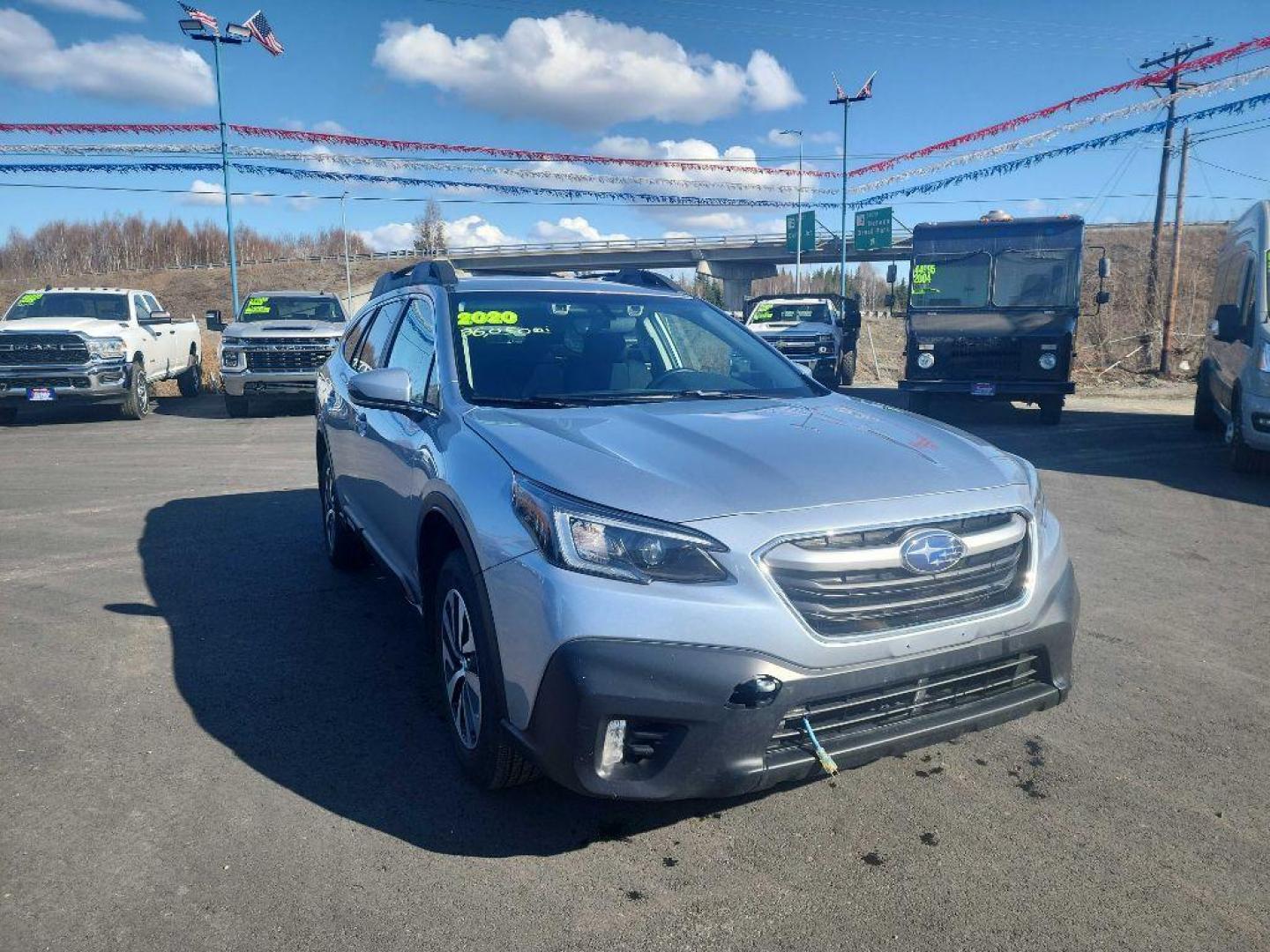 2020 SILVER SUBARU OUTBACK PREMIUM (4S4BTACC0L3) with an 2.5L engine, Continuously Variable transmission, located at 2525 S. Cushman, Fairbanks, AK, 99701, (907) 452-5707, 64.824036, -147.712311 - Photo#0