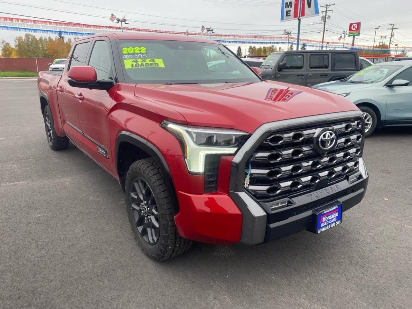 2022 RED TOYOTA TUNDRA PLATINUM CREWMAX PLATINUM (5TFNA5EC3NX) with an 3.5L engine, Automatic transmission, located at 2525 S. Cushman, Fairbanks, AK, 99701, (907) 452-5707, 64.824036, -147.712311 - Photo#1