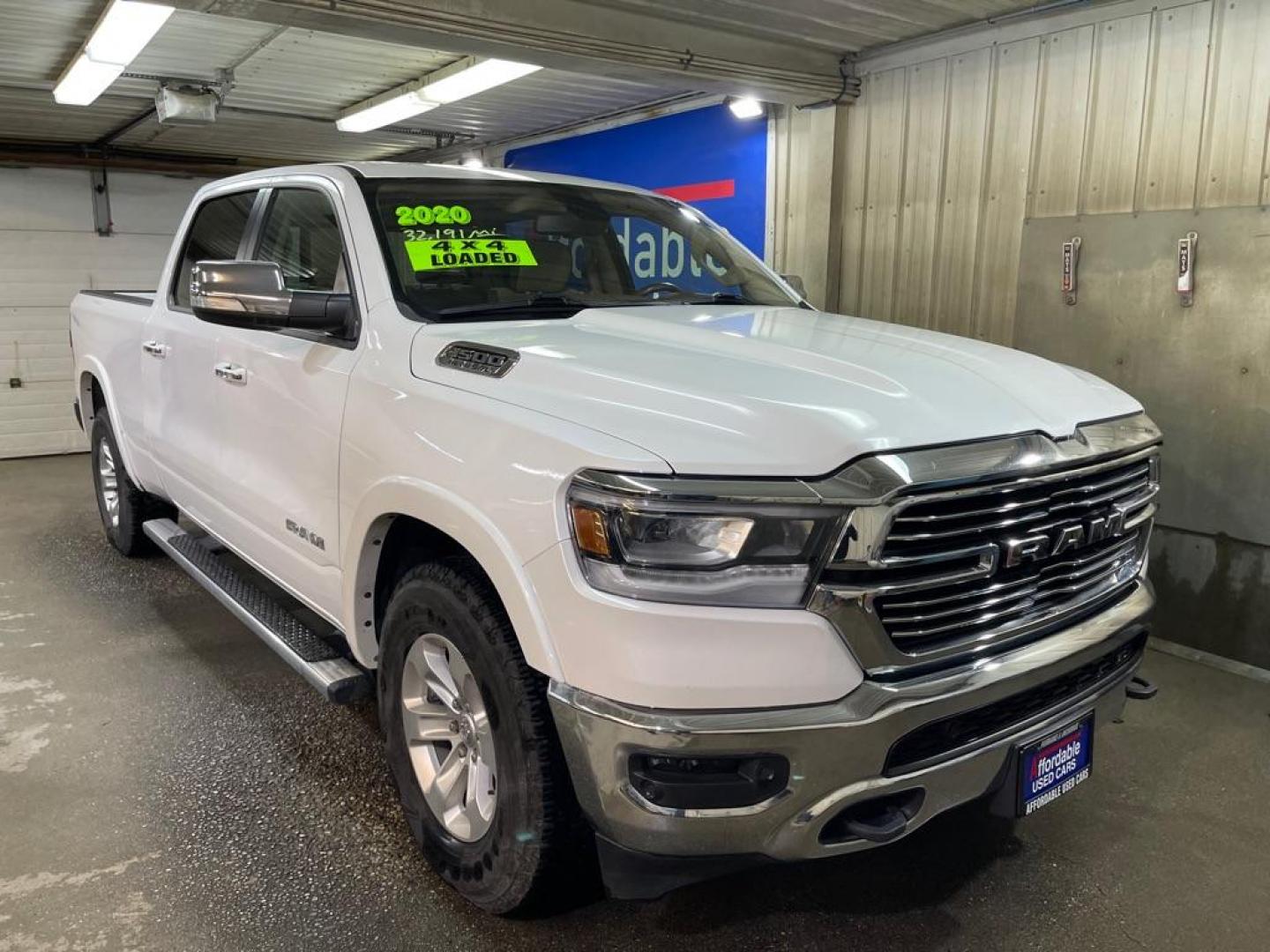 2020 WHITE RAM 1500 LARAMIE (1C6SRFRTXLN) with an 5.7L engine, Automatic transmission, located at 2525 S. Cushman, Fairbanks, AK, 99701, (907) 452-5707, 64.824036, -147.712311 - Photo#0