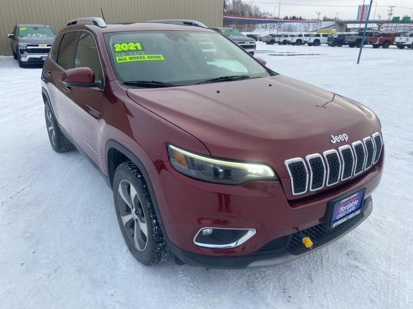 2021 RED JEEP CHEROKEE LIMITED (1C4PJMDX3MD) with an 3.2L engine, Automatic transmission, located at 2525 S. Cushman, Fairbanks, AK, 99701, (907) 452-5707, 64.824036, -147.712311 - Photo#1