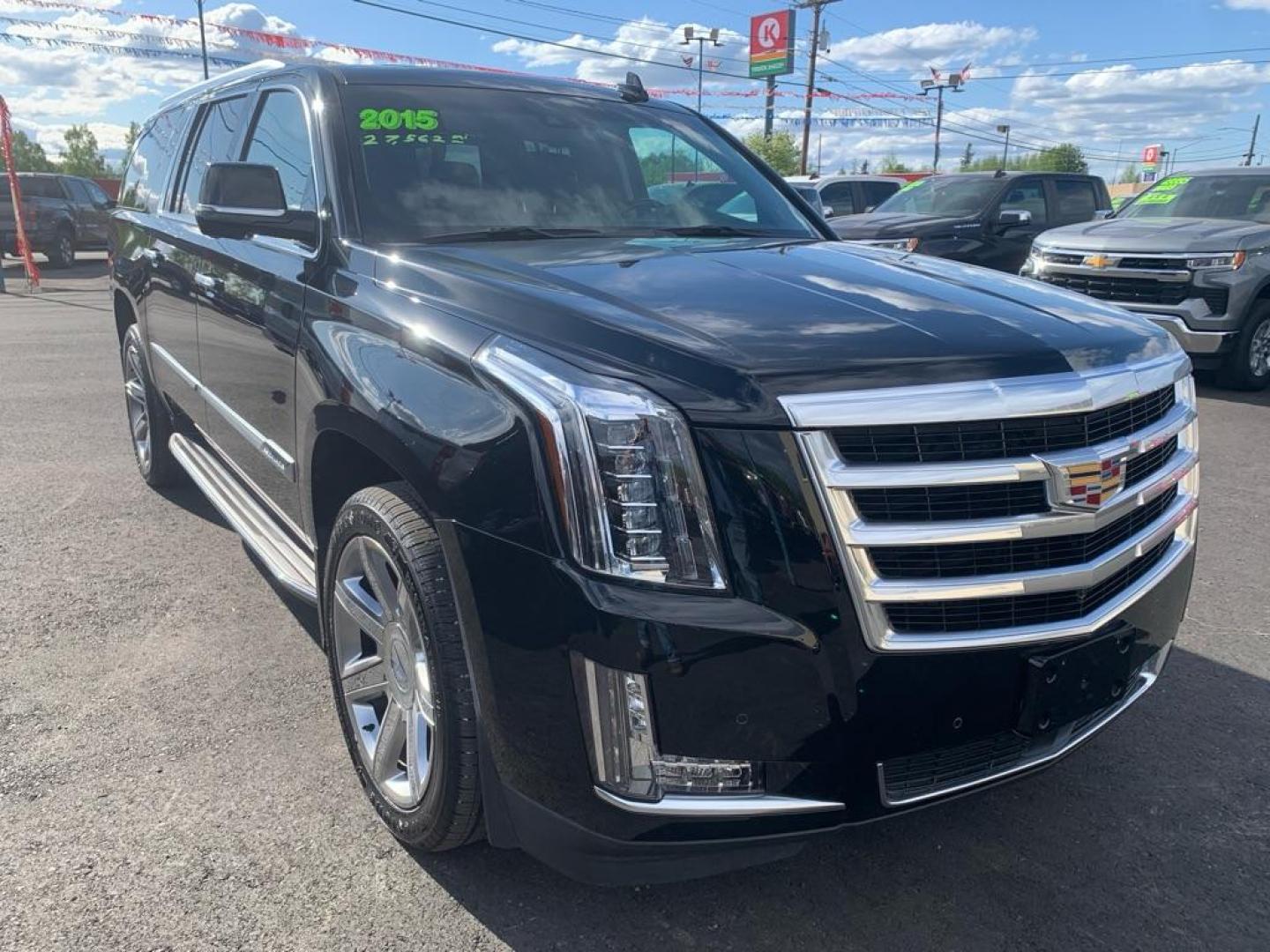 2015 BLACK CADILLAC ESCALADE ESV PREMIUM (1GYS4TKJXFR) with an 6.2L engine, Automatic transmission, located at 2525 S. Cushman, Fairbanks, AK, 99701, (907) 452-5707, 64.824036, -147.712311 - Photo#0