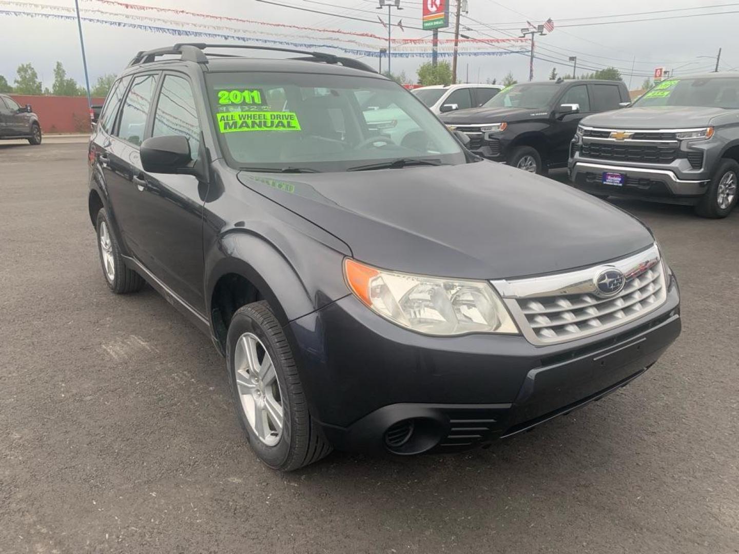 2011 GRAY SUBARU FORESTER 2.5X (JF2SHABC9BG) with an 2.5L engine, Manual transmission, located at 2525 S. Cushman, Fairbanks, AK, 99701, (907) 452-5707, 64.824036, -147.712311 - Photo#0