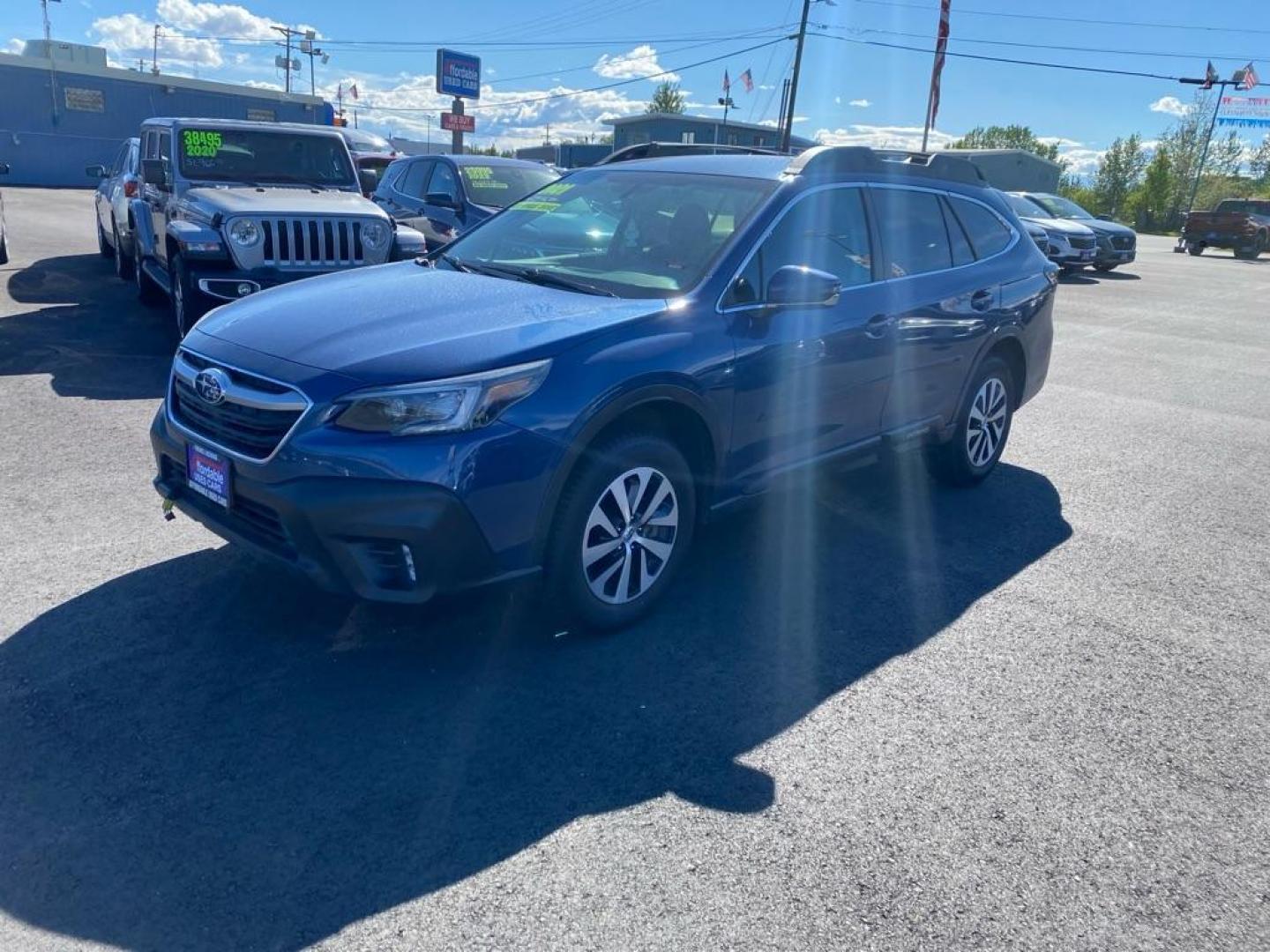 2021 BLUE SUBARU OUTBACK PREMIUM (4S4BTADC8M3) with an 2.5L engine, Continuously Variable transmission, located at 2525 S. Cushman, Fairbanks, AK, 99701, (907) 452-5707, 64.824036, -147.712311 - Photo#0