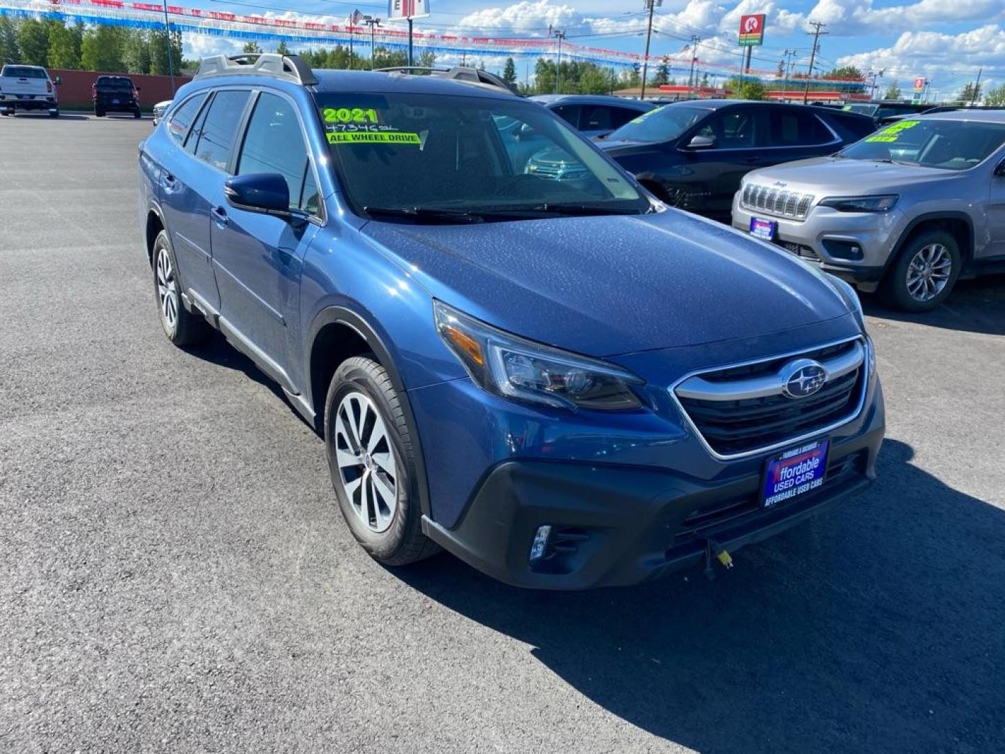 2021 BLUE SUBARU OUTBACK PREMIUM (4S4BTADC8M3) with an 2.5L engine, Continuously Variable transmission, located at 2525 S. Cushman, Fairbanks, AK, 99701, (907) 452-5707, 64.824036, -147.712311 - Photo#1