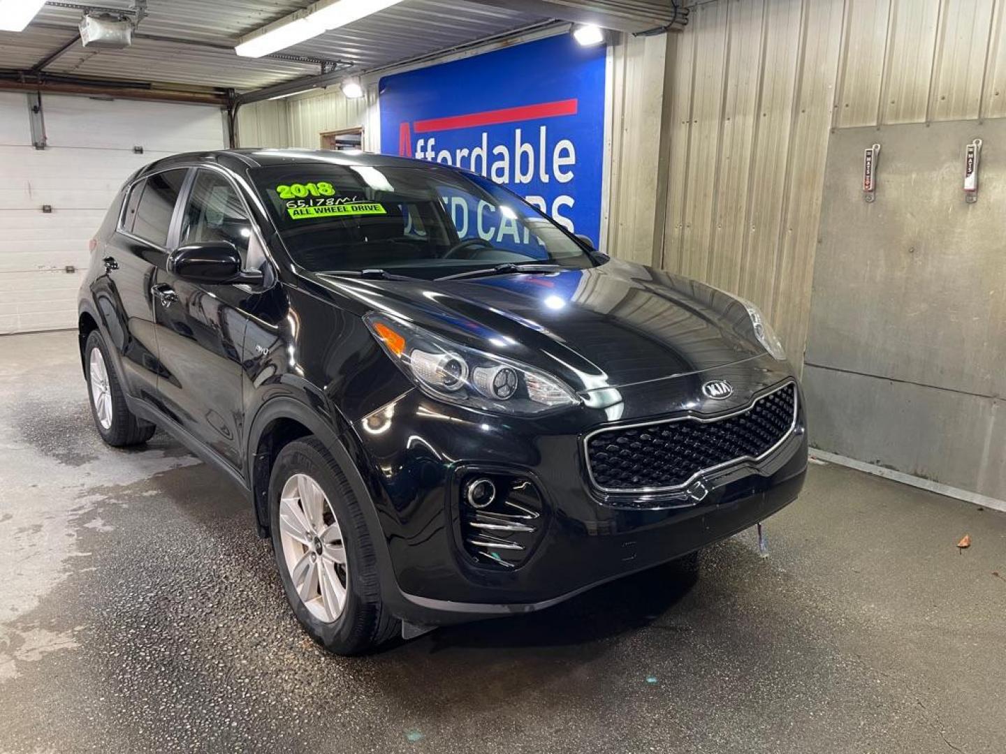 2018 BLACK KIA SPORTAGE LX (KNDPMCAC9J7) with an 2.4L engine, Automatic transmission, located at 2525 S. Cushman, Fairbanks, AK, 99701, (907) 452-5707, 64.824036, -147.712311 - Photo#0