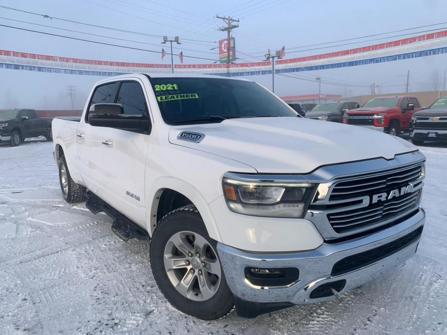 2021 WHITE RAM 1500 LARAMIE (1C6SRFRT9MN) with an 5.7L engine, Automatic transmission, located at 2525 S. Cushman, Fairbanks, AK, 99701, (907) 452-5707, 64.824036, -147.712311 - Photo#0