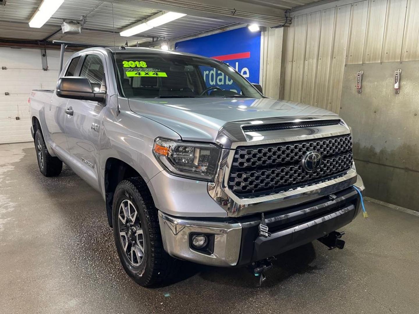 2018 SILVER TOYOTA TUNDRA DOUBLE CAB SR/SR5 (5TFUY5F16JX) with an 5.7L engine, Automatic transmission, located at 2525 S. Cushman, Fairbanks, AK, 99701, (907) 452-5707, 64.824036, -147.712311 - Photo#0