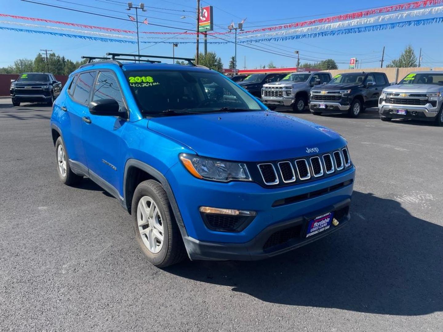 2018 BLUE JEEP COMPASS SPORT (3C4NJCAB5JT) with an 2.4L engine, Automatic transmission, located at 2525 S. Cushman, Fairbanks, AK, 99701, (907) 452-5707, 64.824036, -147.712311 - Photo#0