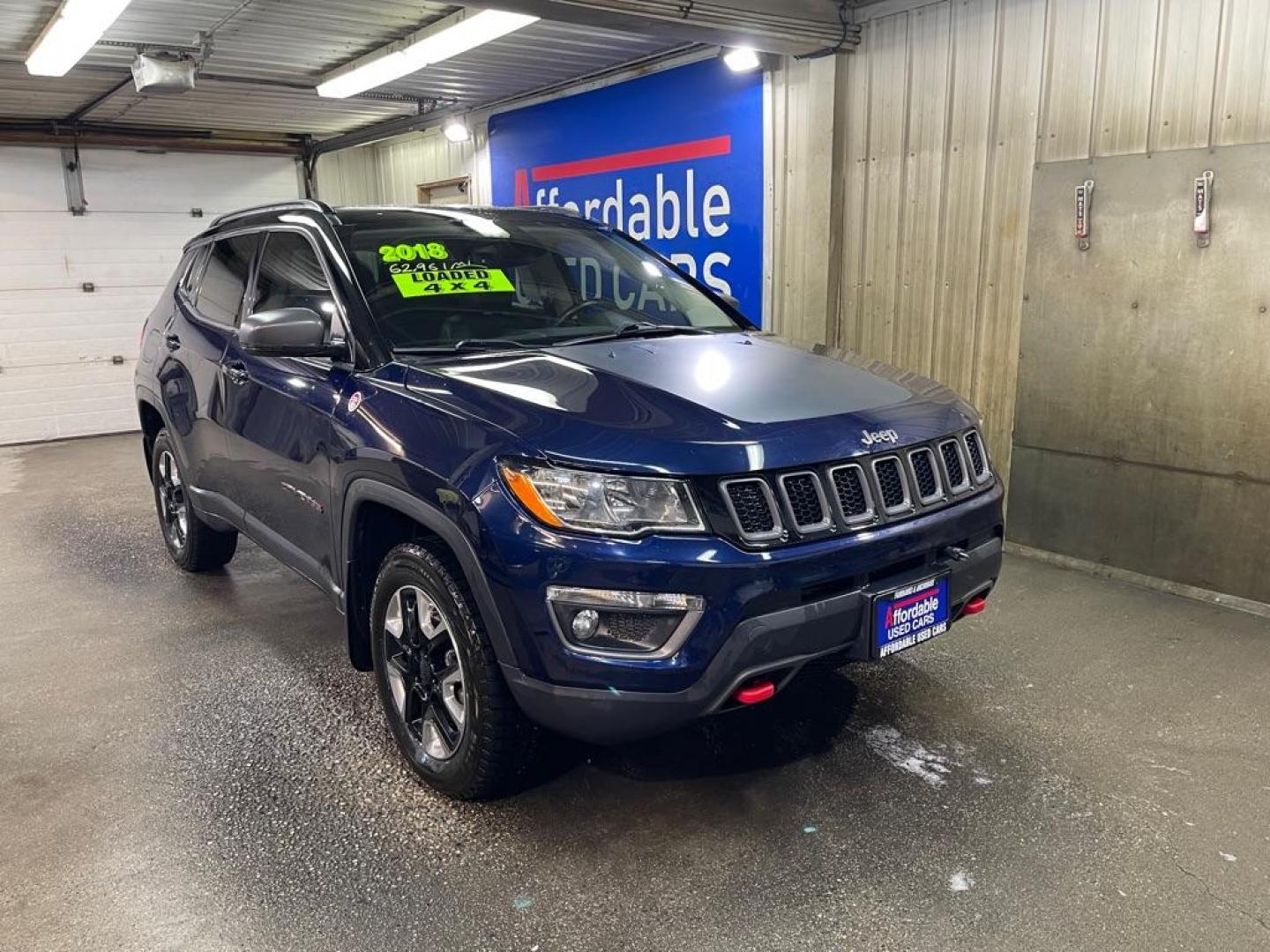 2018 BLUE JEEP COMPASS TRAILHAWK (3C4NJDDB2JT) with an 2.4L engine, Automatic transmission, located at 2525 S. Cushman, Fairbanks, AK, 99701, (907) 452-5707, 64.824036, -147.712311 - Photo#0