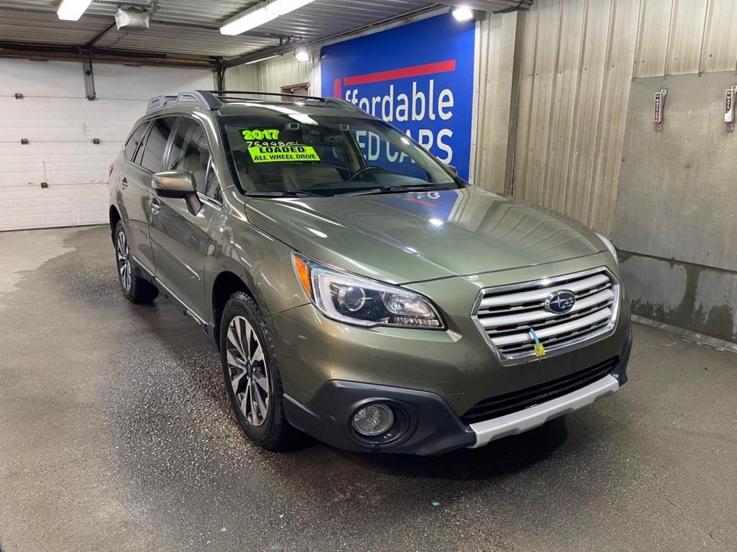 2017 GREEN SUBARU OUTBACK 2.5I LIMITED (4S4BSANC5H3) with an 2.5L engine, Continuously Variable transmission, located at 2525 S. Cushman, Fairbanks, AK, 99701, (907) 452-5707, 64.824036, -147.712311 - Photo#0