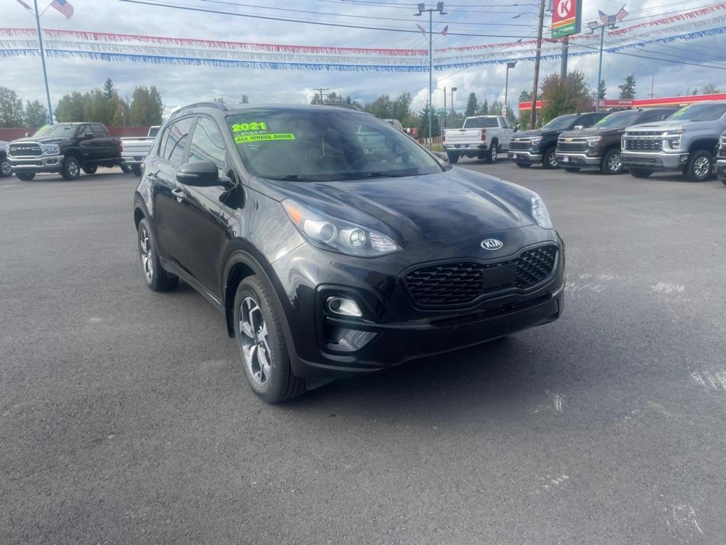 2021 BLACK KIA SPORTAGE S (KNDP6CAC1M7) with an 2.4L engine, Automatic transmission, located at 2525 S. Cushman, Fairbanks, AK, 99701, (907) 452-5707, 64.824036, -147.712311 - Photo#0