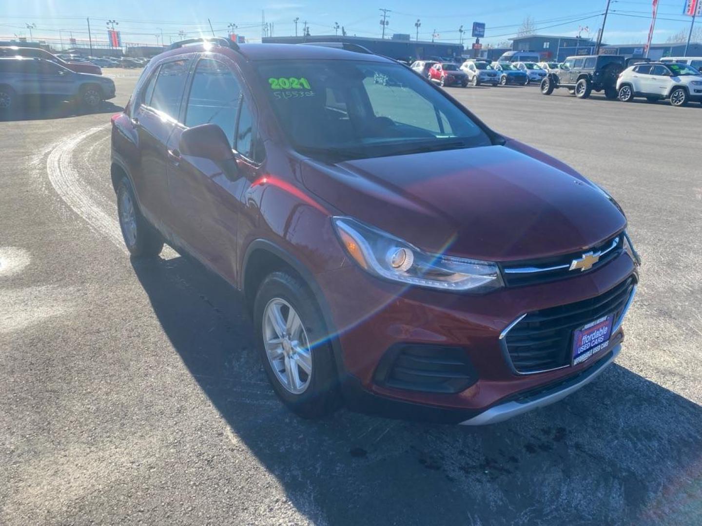 2021 RED CHEVROLET TRAX 1LT (KL7CJPSM2MB) with an 1.4L engine, Automatic transmission, located at 2525 S. Cushman, Fairbanks, AK, 99701, (907) 452-5707, 64.824036, -147.712311 - Photo#1