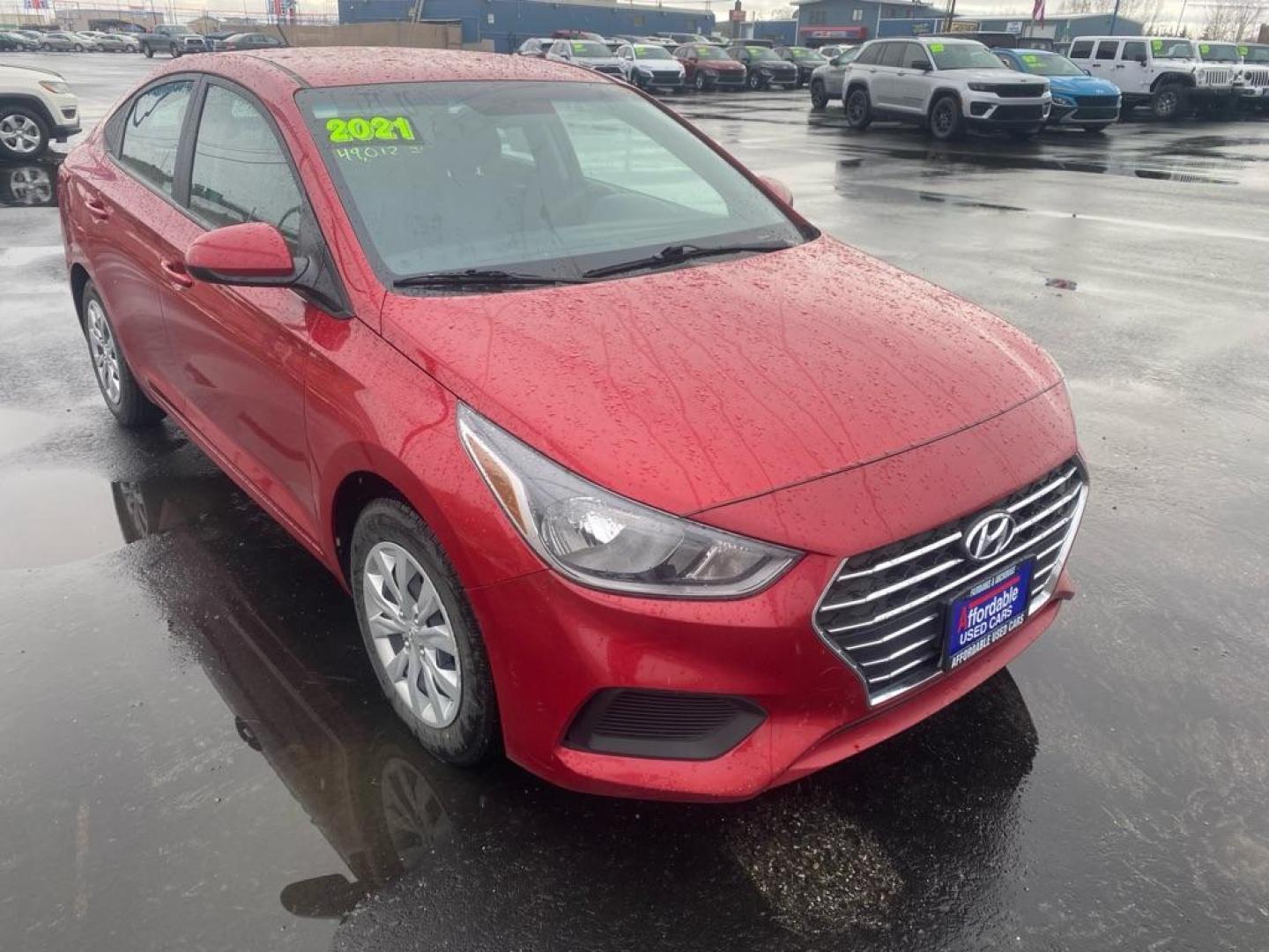 2021 RED HYUNDAI ACCENT SE (3KPC24A6XME) with an 1.6L engine, 6-Speed Manual transmission, located at 2525 S. Cushman, Fairbanks, AK, 99701, (907) 452-5707, 64.824036, -147.712311 - Photo#1