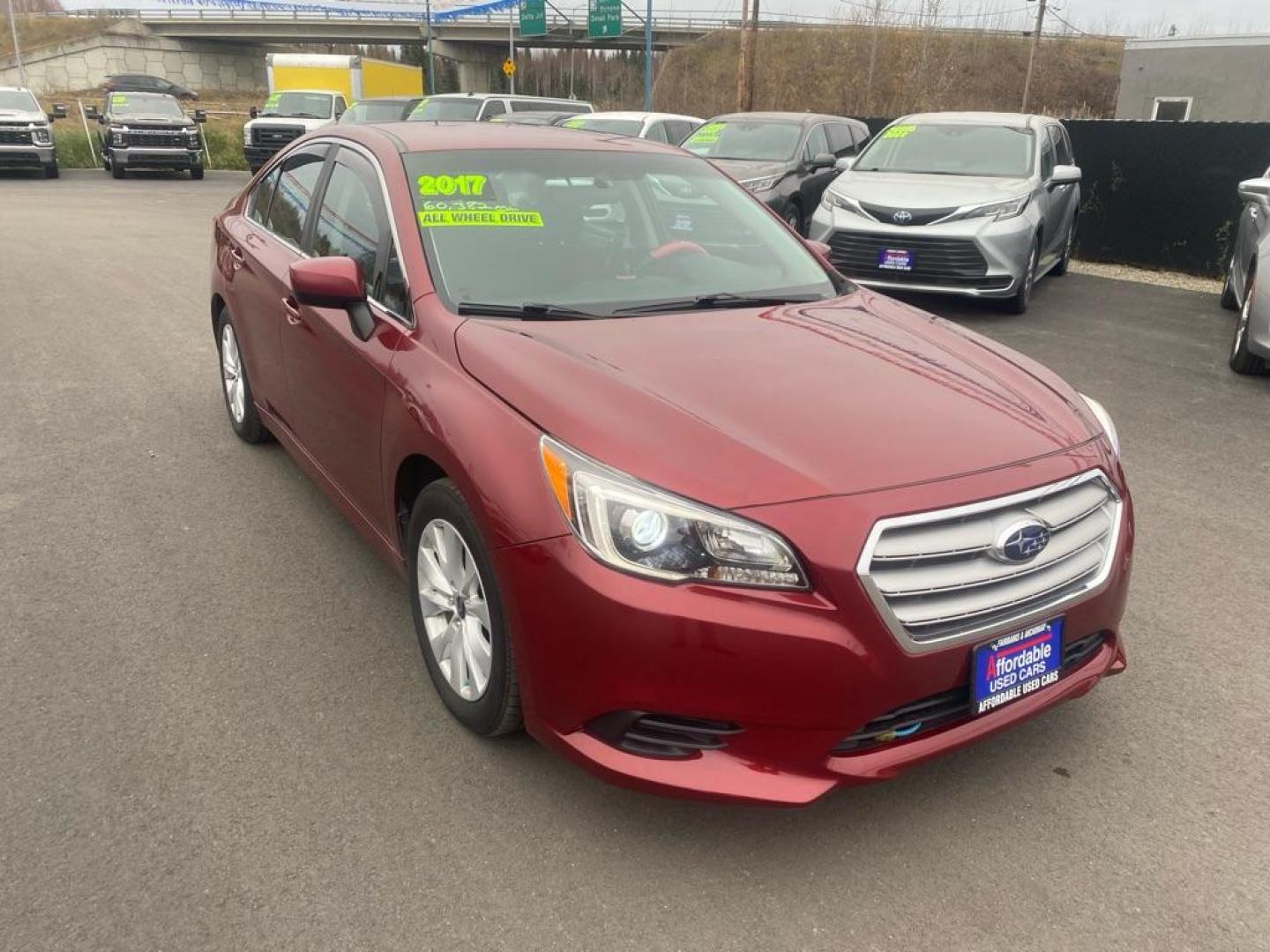 2017 RED SUBARU LEGACY 2.5I PREMIUM (4S3BNAC66H3) with an 2.5L engine, Continuously Variable transmission, located at 2525 S. Cushman, Fairbanks, AK, 99701, (907) 452-5707, 64.824036, -147.712311 - Photo#1