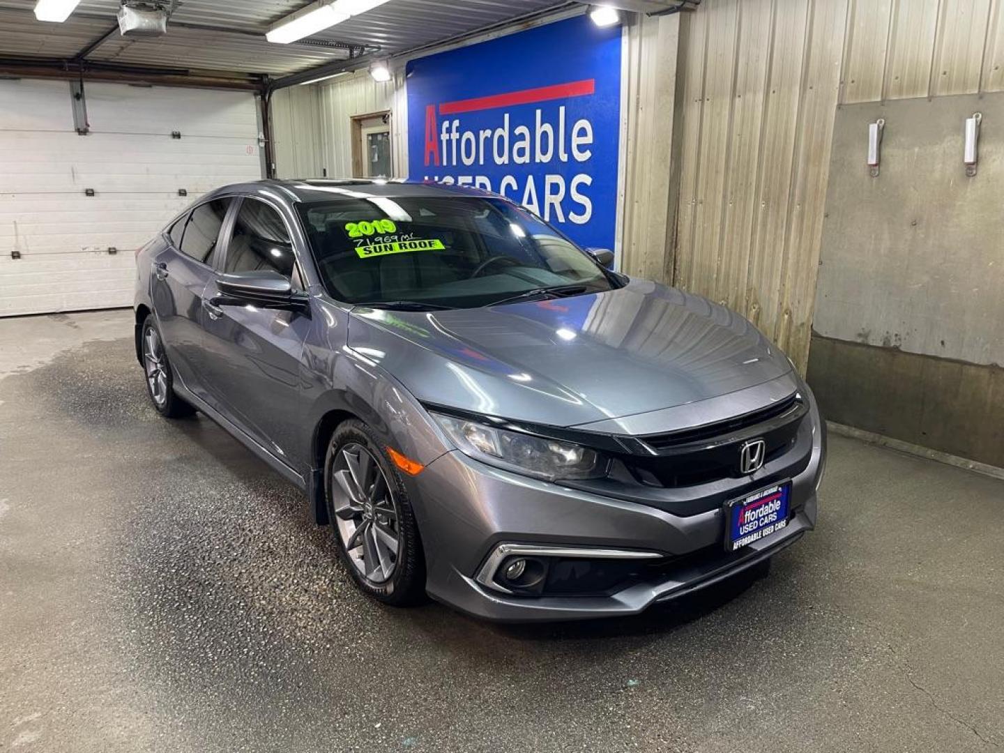 2019 GRAY HONDA CIVIC EX (19XFC1F35KE) with an 1.5L engine, Continuously Variable transmission, located at 2525 S. Cushman, Fairbanks, AK, 99701, (907) 452-5707, 64.824036, -147.712311 - Photo#0