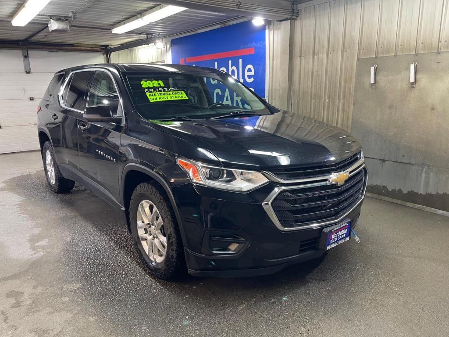 2021 BLACK CHEVROLET TRAVERSE LS (1GNEVFKW1MJ) with an 3.6L engine, Automatic transmission, located at 2525 S. Cushman, Fairbanks, AK, 99701, (907) 452-5707, 64.824036, -147.712311 - Photo#0