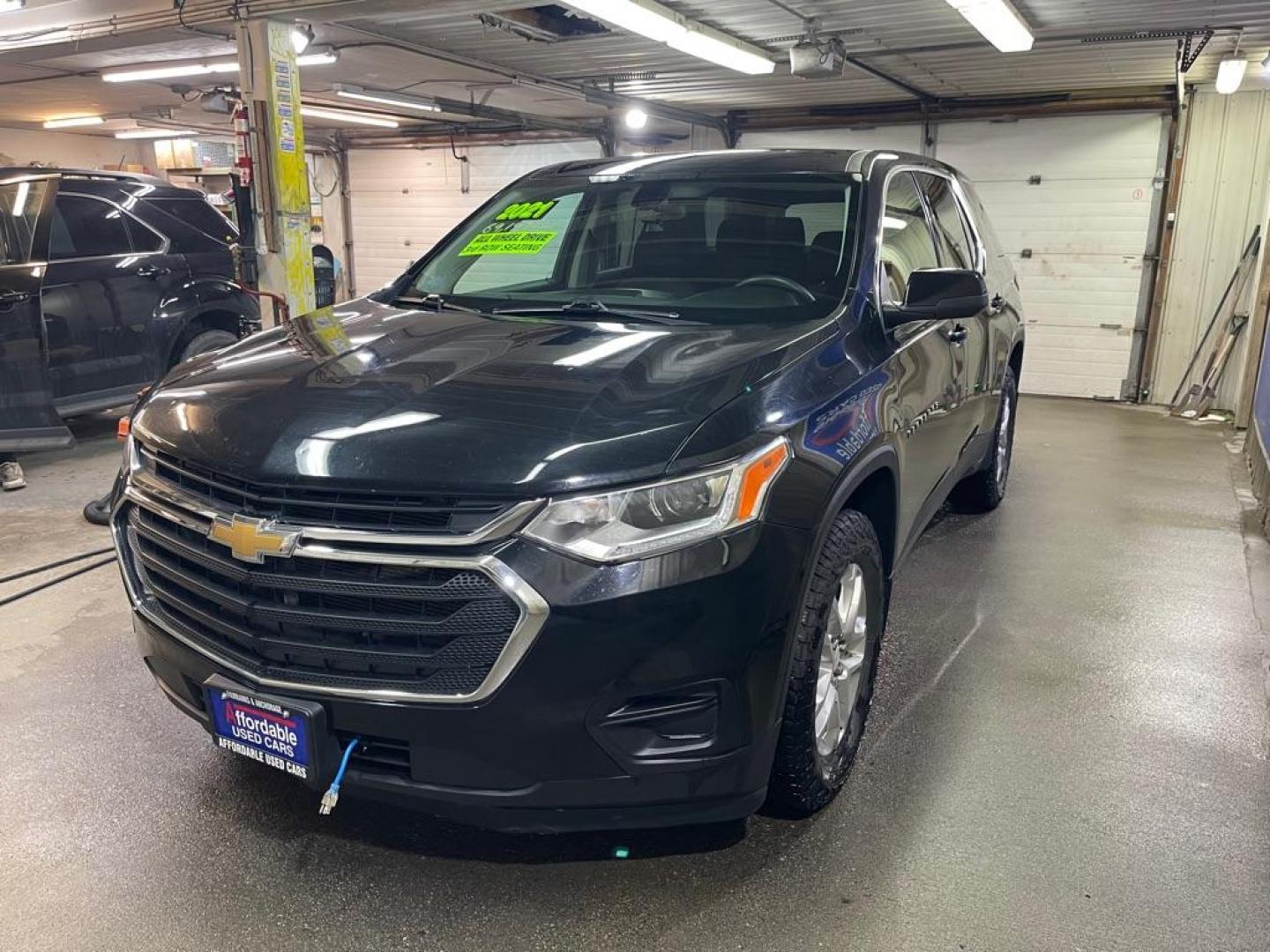2021 BLACK CHEVROLET TRAVERSE LS (1GNEVFKW1MJ) with an 3.6L engine, Automatic transmission, located at 2525 S. Cushman, Fairbanks, AK, 99701, (907) 452-5707, 64.824036, -147.712311 - Photo#1