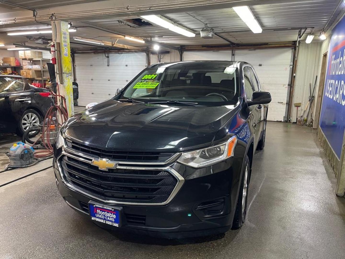 2021 BLACK CHEVROLET TRAVERSE LS (1GNEVFKW1MJ) with an 3.6L engine, Automatic transmission, located at 2525 S. Cushman, Fairbanks, AK, 99701, (907) 452-5707, 64.824036, -147.712311 - Photo#1