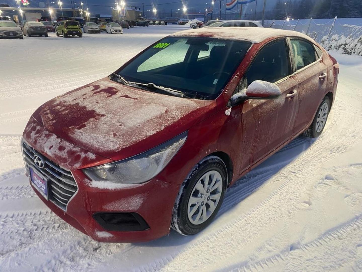 2021 RED HYUNDAI ACCENT SE (3KPC24A67ME) with an 1.6L engine, Automatic transmission, located at 2525 S. Cushman, Fairbanks, AK, 99701, (907) 452-5707, 64.824036, -147.712311 - Photo#0