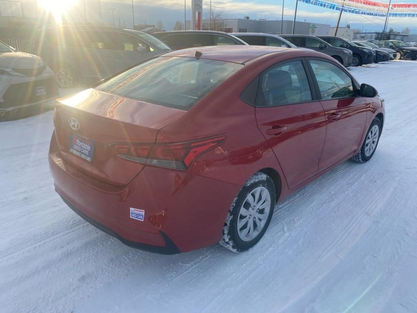 2021 RED HYUNDAI ACCENT SE (3KPC24A64ME) with an 1.6L engine, Automatic transmission, located at 2525 S. Cushman, Fairbanks, AK, 99701, (907) 452-5707, 64.824036, -147.712311 - Photo#2