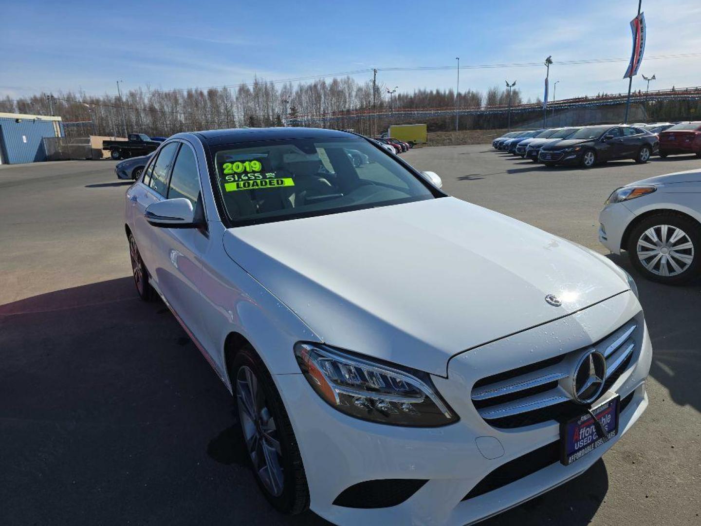 2019 WHITE MERCEDES-BENZ C-CLASS C300 4MATIC (55SWF8EB4KU) with an 2.0L engine, Automatic transmission, located at 2525 S. Cushman, Fairbanks, AK, 99701, (907) 452-5707, 64.824036, -147.712311 - Photo#0