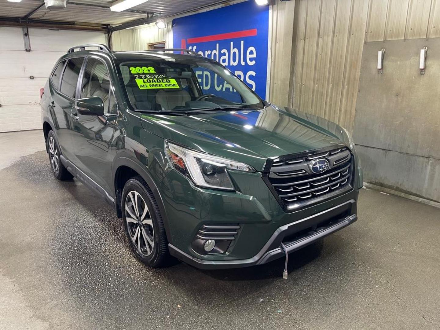2022 GREEN SUBARU FORESTER LIMITED (JF2SKAPC3NH) with an 2.5L engine, Automatic transmission, located at 2525 S. Cushman, Fairbanks, AK, 99701, (907) 452-5707, 64.824036, -147.712311 - Photo#0