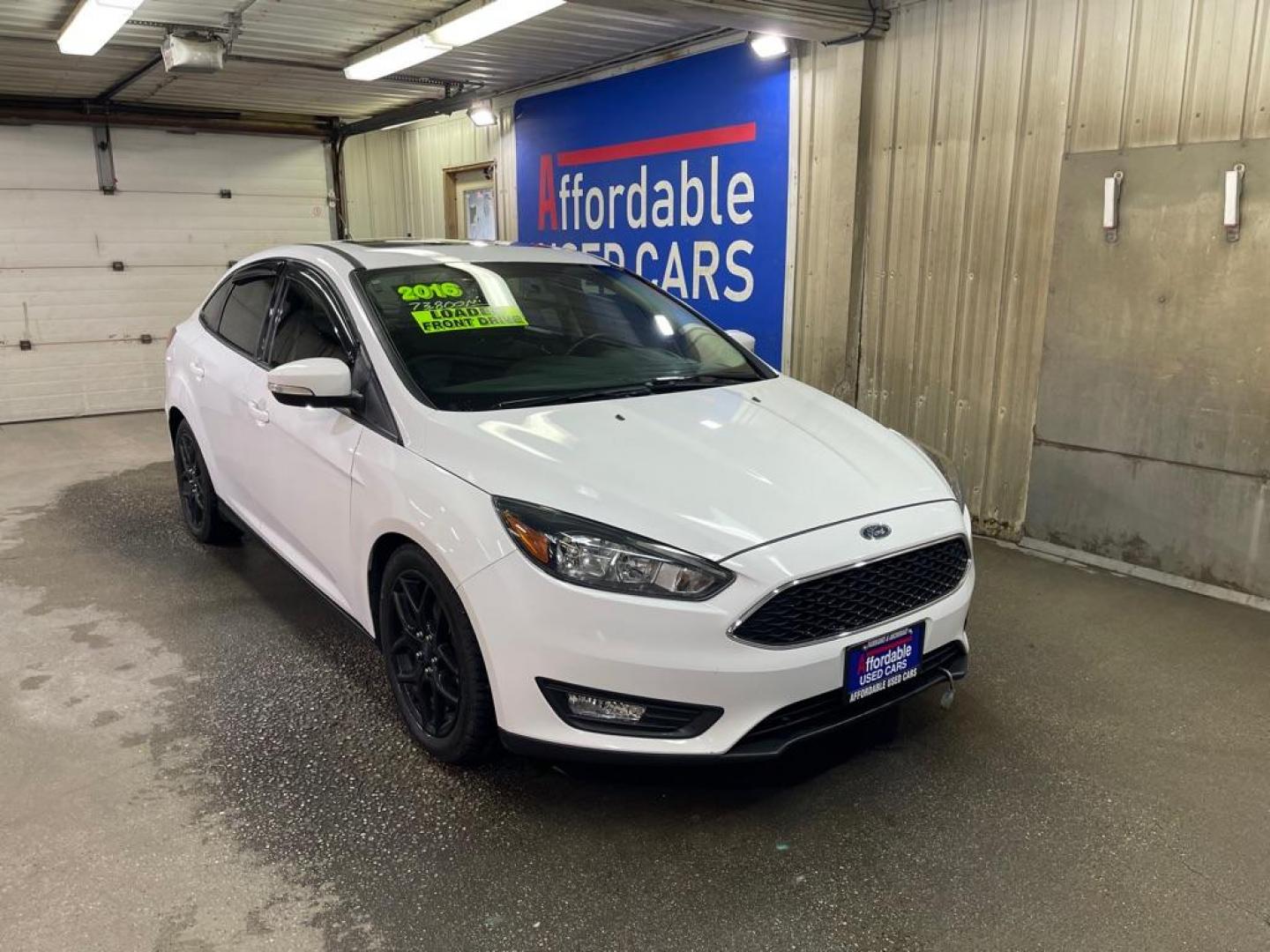 2016 WHITE FORD FOCUS SE (1FADP3F2XGL) with an 2.0L engine, Automatic transmission, located at 2525 S. Cushman, Fairbanks, AK, 99701, (907) 452-5707, 64.824036, -147.712311 - Photo#0