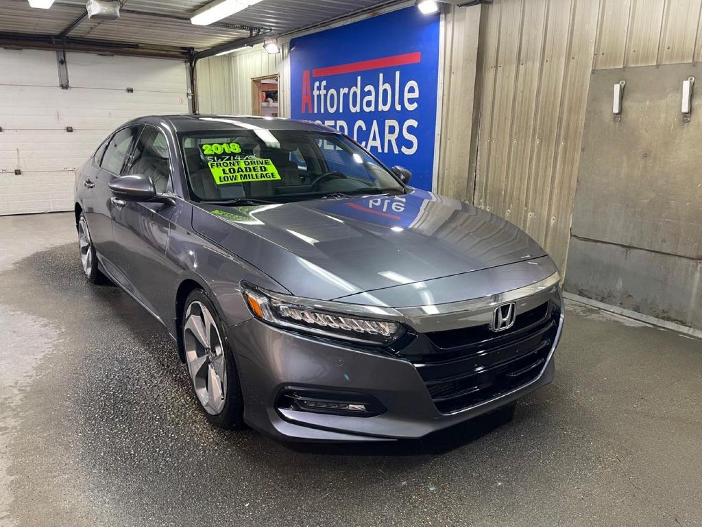 2018 GRAY HONDA ACCORD TOURING (1HGCV1F94JA) with an 1.5L engine, Continuously Variable transmission, located at 2525 S. Cushman, Fairbanks, AK, 99701, (907) 452-5707, 64.824036, -147.712311 - Photo#0
