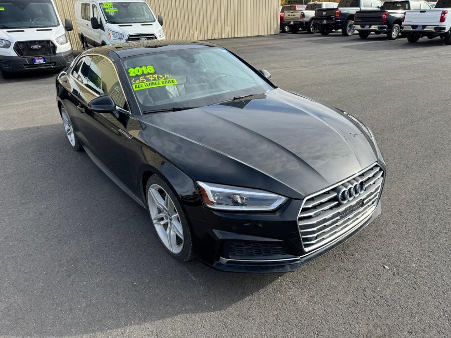 2018 BLACK AUDI A5 PREMIUM PLUS S-LINE (WAUTNAF56JA) with an 2.0L engine, Automatic transmission, located at 2525 S. Cushman, Fairbanks, AK, 99701, (907) 452-5707, 64.824036, -147.712311 - Photo#0