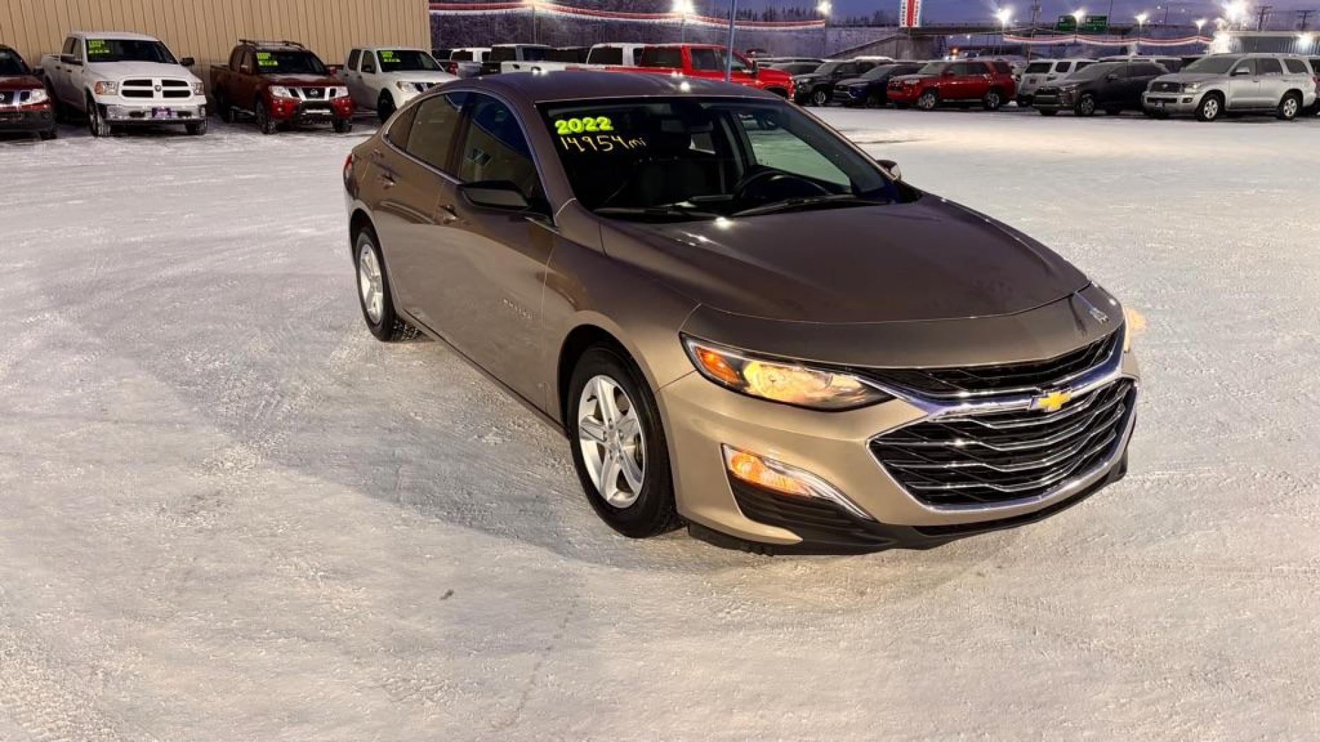 2022 GOLD CHEVROLET MALIBU LS (1G1ZB5ST9NF) with an 1.5L engine, Continuously Variable transmission, located at 2525 S. Cushman, Fairbanks, AK, 99701, (907) 452-5707, 64.824036, -147.712311 - Photo#1