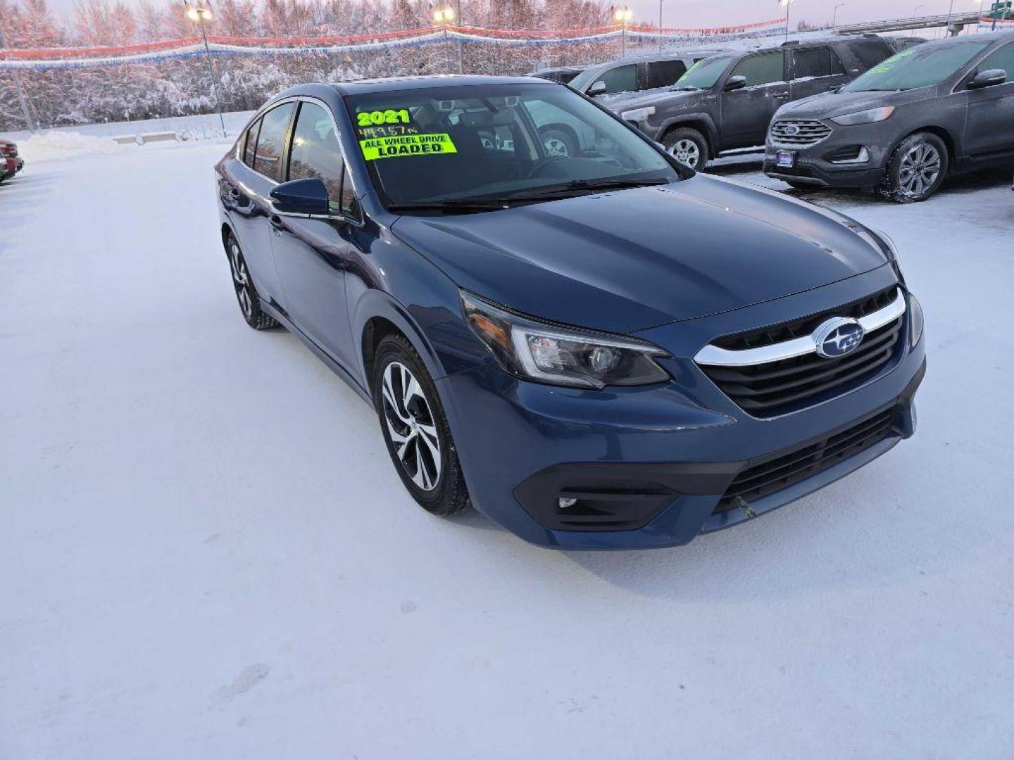 2021 BLUE SUBARU LEGACY PREMIUM (4S3BWAF68M3) with an 2.5L engine, Automatic transmission, located at 2525 S. Cushman, Fairbanks, AK, 99701, (907) 452-5707, 64.824036, -147.712311 - Photo#0
