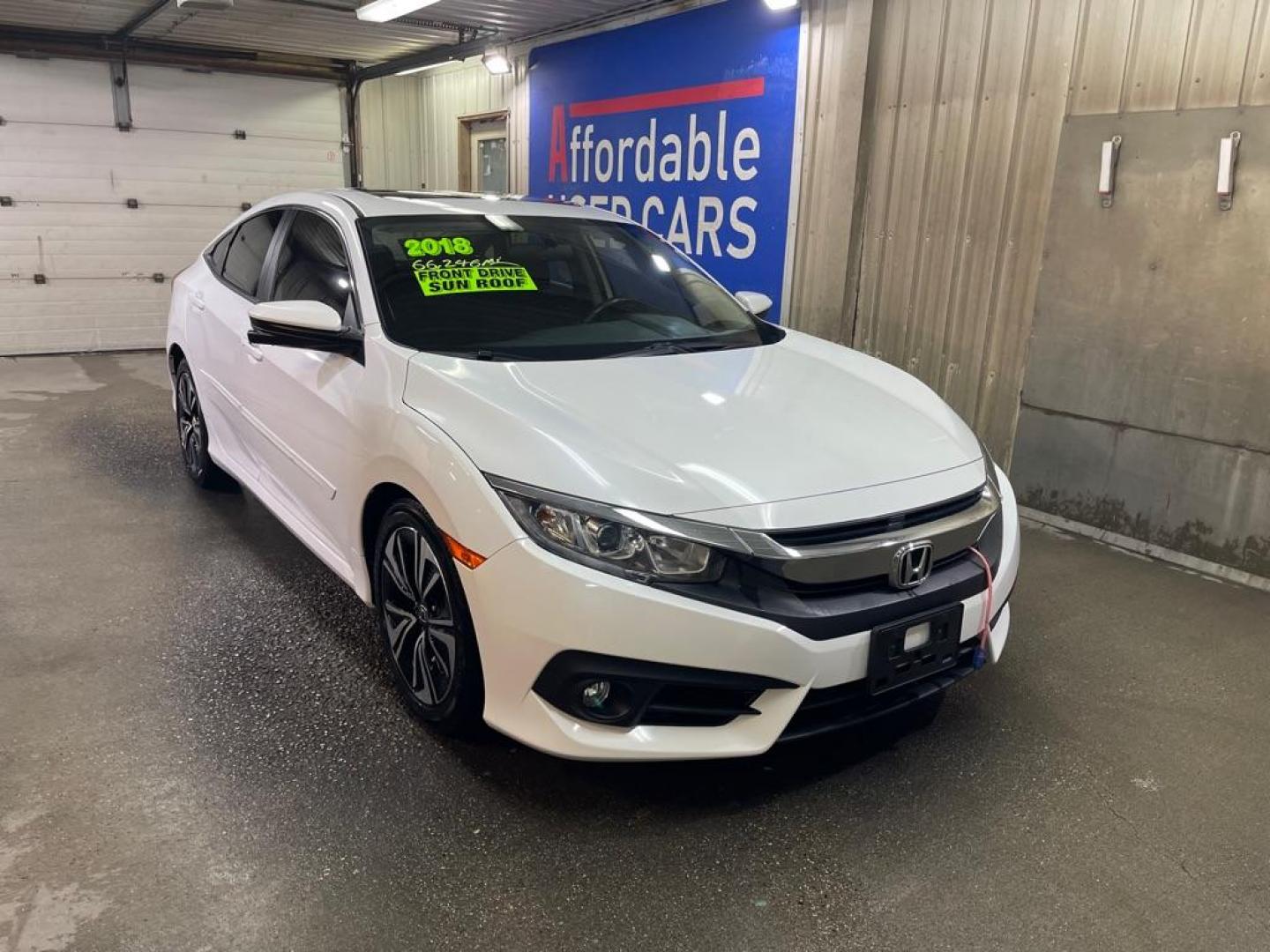 2018 WHITE HONDA CIVIC EX (JHMFC1F32JX) with an 1.5L engine, Continuously Variable transmission, located at 2525 S. Cushman, Fairbanks, AK, 99701, (907) 452-5707, 64.824036, -147.712311 - Photo#0