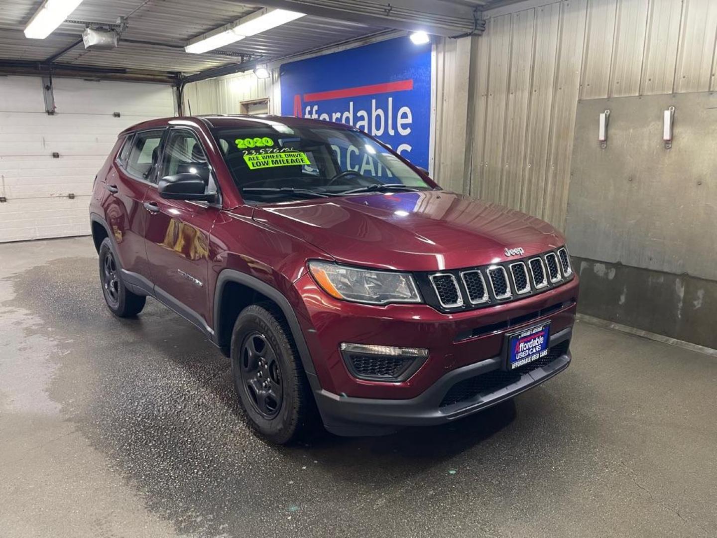 2020 MAROON JEEP COMPASS SPORT (3C4NJDAB7LT) with an 2.4L engine, Automatic transmission, located at 2525 S. Cushman, Fairbanks, AK, 99701, (907) 452-5707, 64.824036, -147.712311 - Photo#0