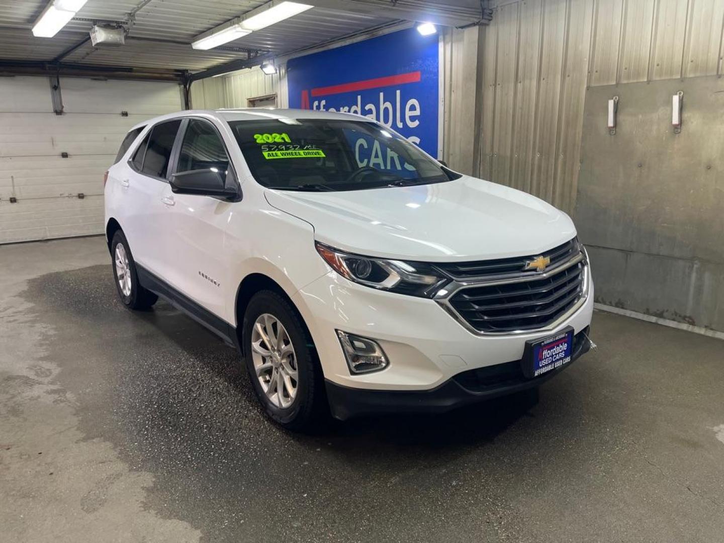 2021 WHITE CHEVROLET EQUINOX LS (3GNAXSEV4MS) with an 1.5L engine, Automatic transmission, located at 2525 S. Cushman, Fairbanks, AK, 99701, (907) 452-5707, 64.824036, -147.712311 - Photo#0