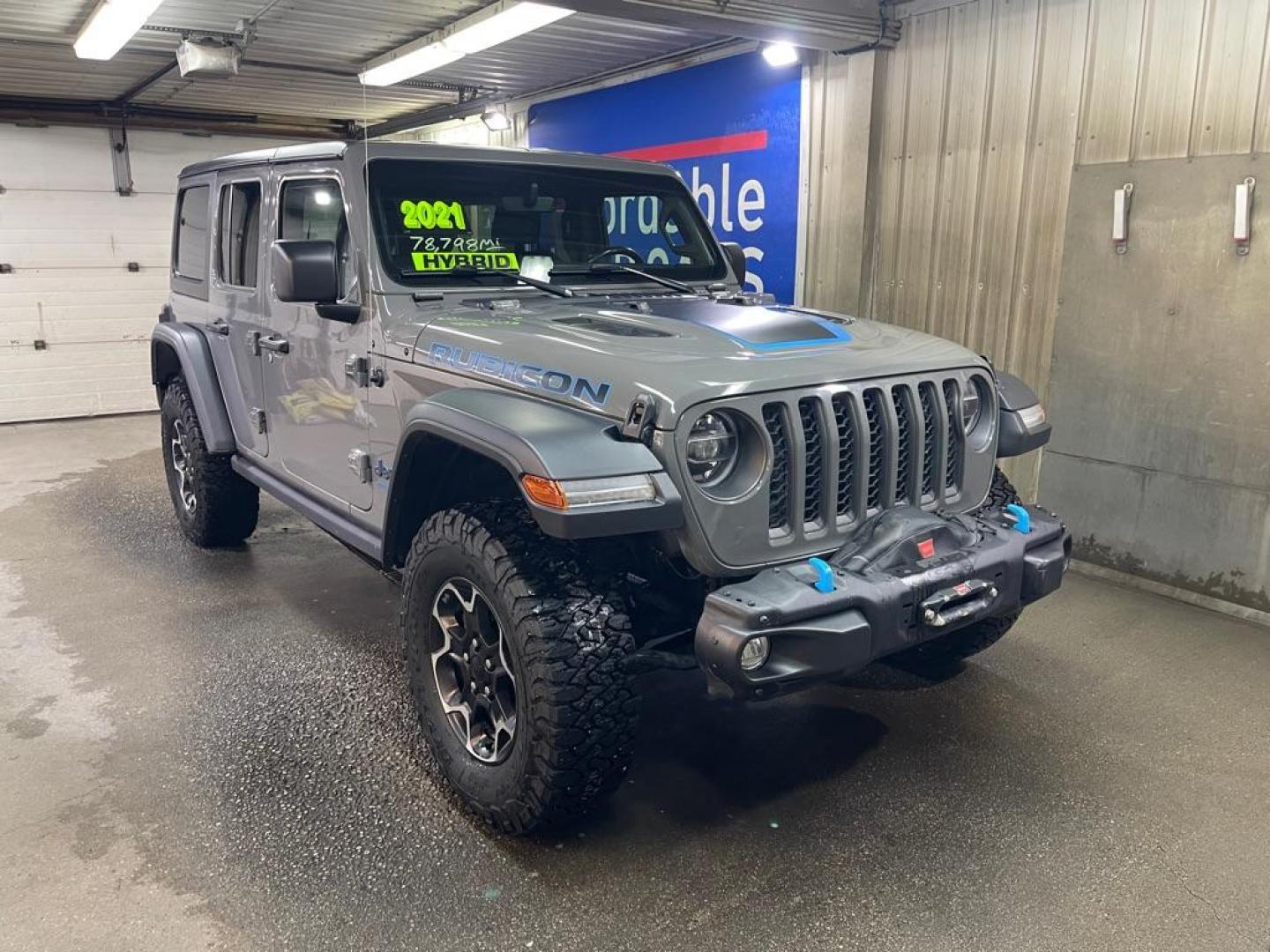 2021 GRAY JEEP WRANGLER UNLIMI RUBICON 4XE (1C4JJXR64MW) with an 2.0L engine, Automatic transmission, located at 2525 S. Cushman, Fairbanks, AK, 99701, (907) 452-5707, 64.824036, -147.712311 - Photo#0