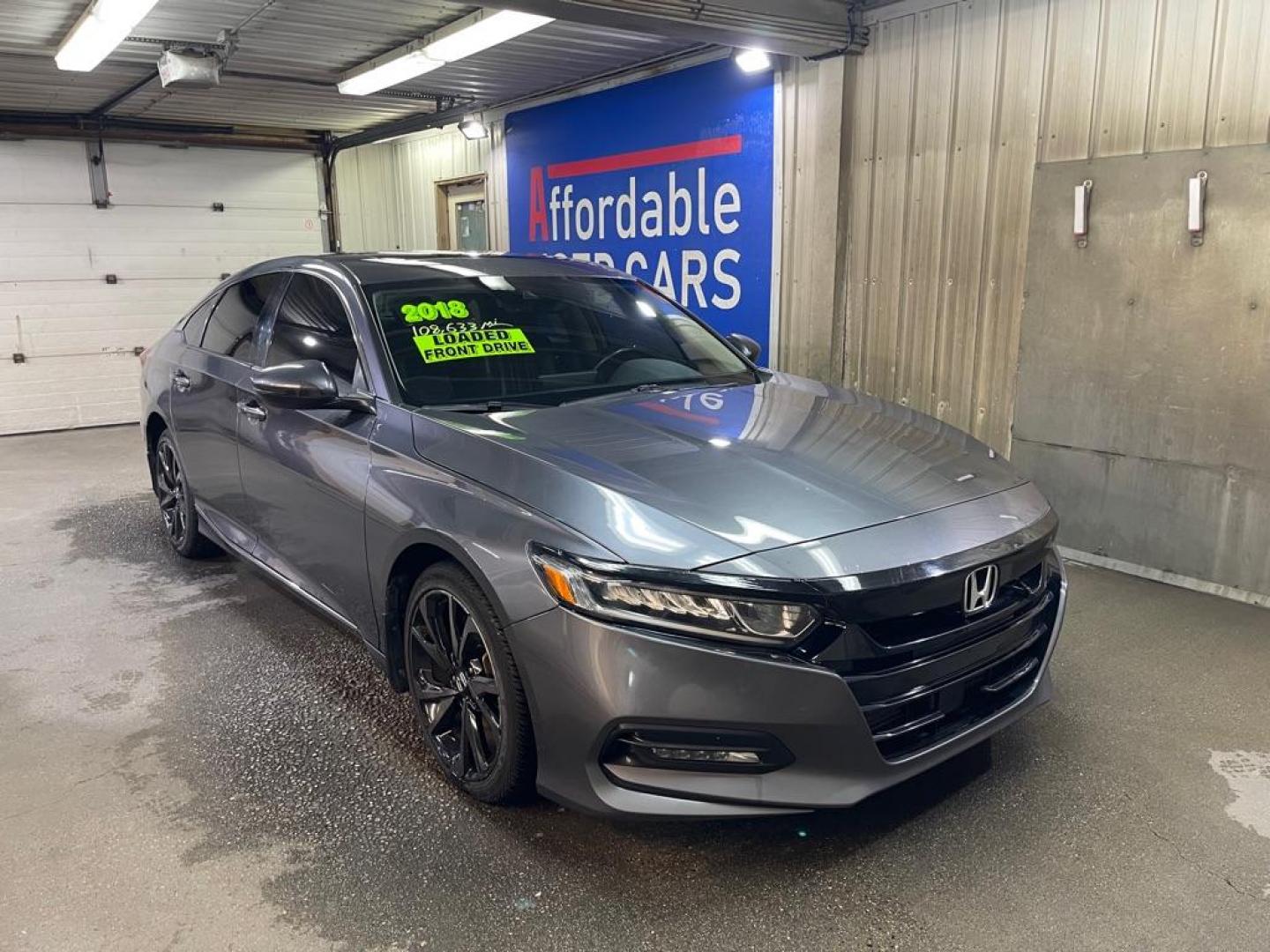 2018 GRAY HONDA ACCORD EXL (1HGCV1F55JA) with an 1.5L engine, Continuously Variable transmission, located at 2525 S. Cushman, Fairbanks, AK, 99701, (907) 452-5707, 64.824036, -147.712311 - Photo#0
