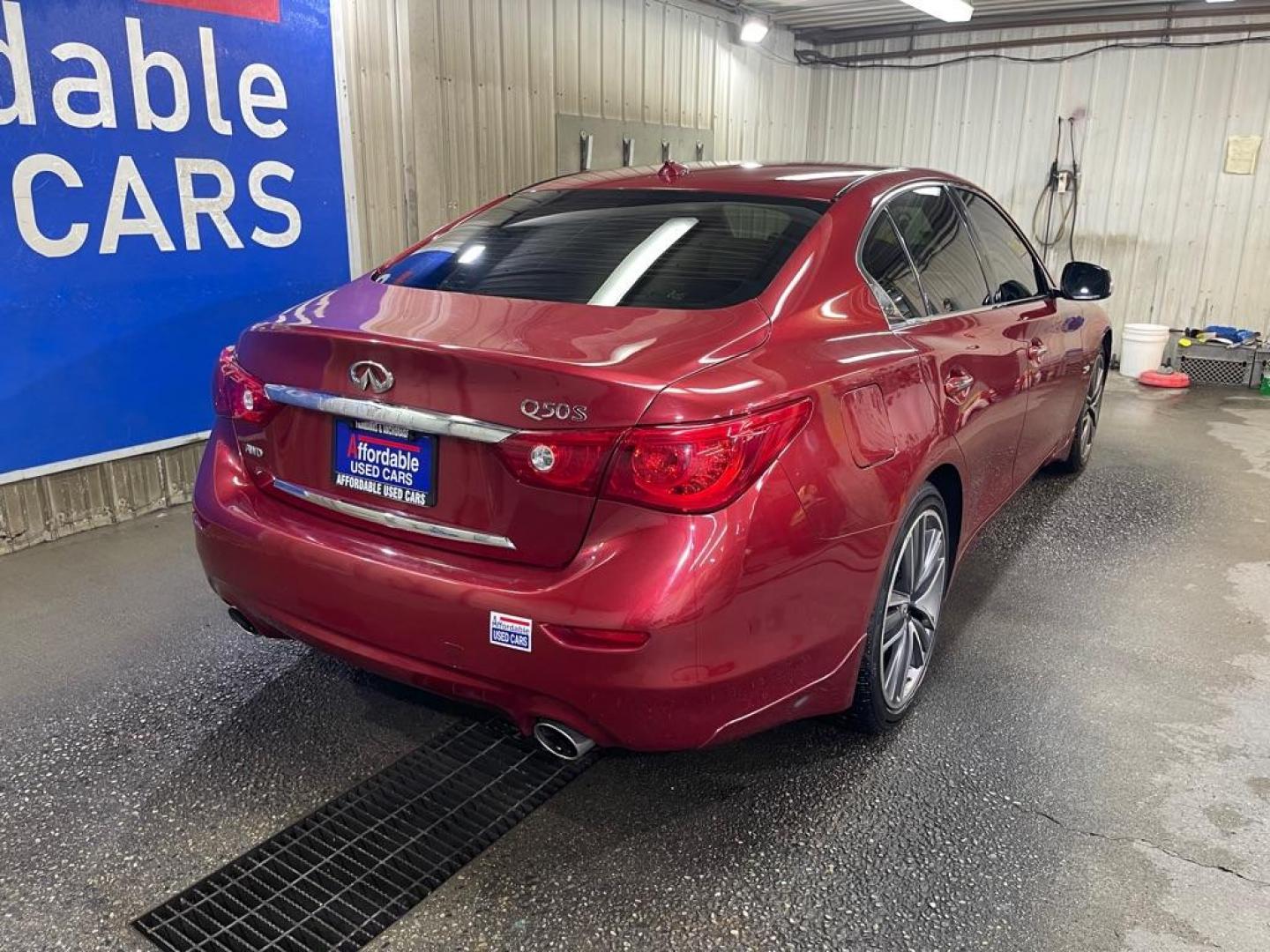 2014 MAROON INFINITI Q50 BASE (JN1BV7AR2EM) with an 3.7L engine, Automatic transmission, located at 2525 S. Cushman, Fairbanks, AK, 99701, (907) 452-5707, 64.824036, -147.712311 - Photo#2