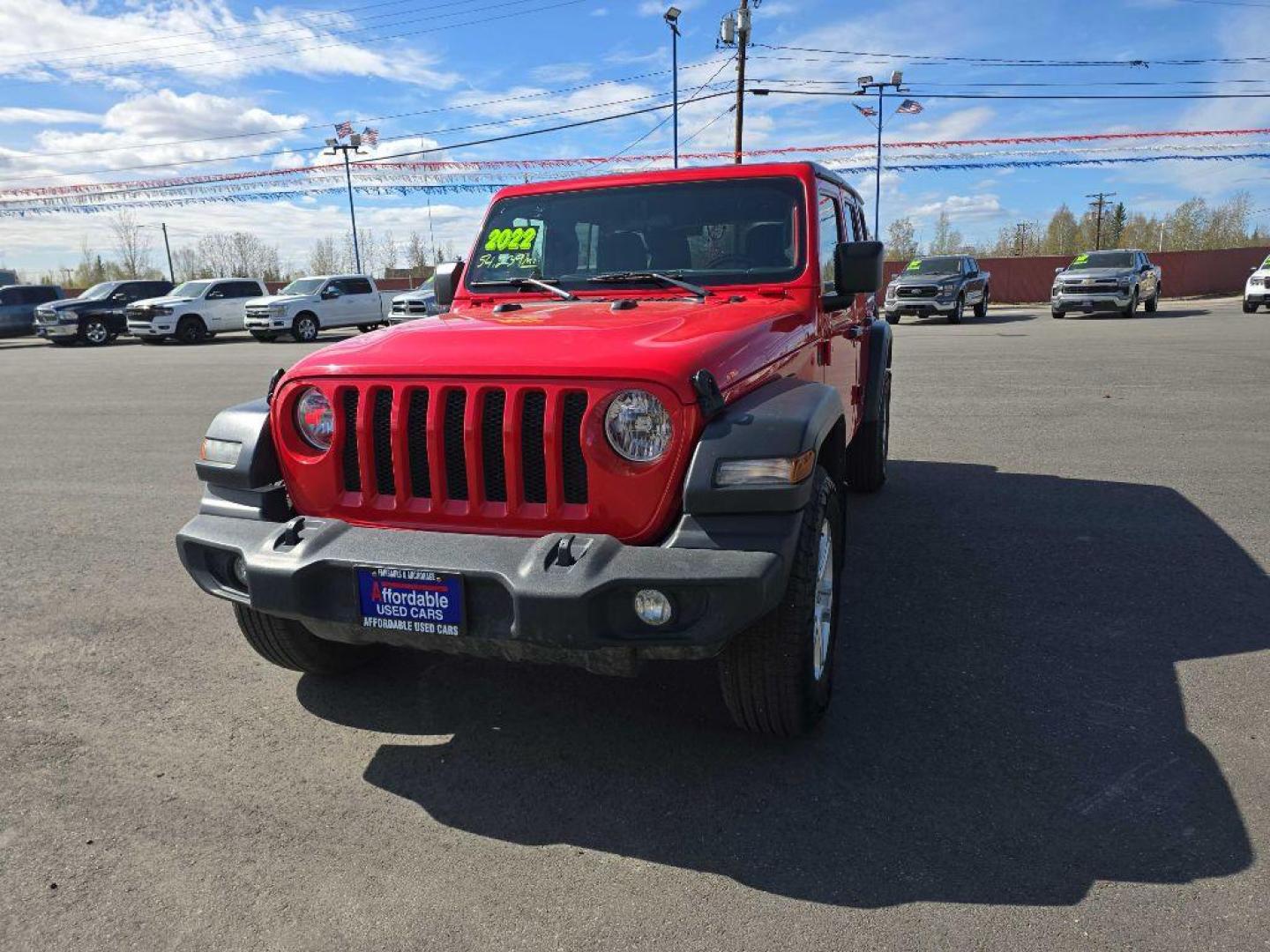 2022 RED JEEP WRANGLER UNLIMI SPORT (1C4HJXDG0NW) with an 3.6L engine, Automatic transmission, located at 2525 S. Cushman, Fairbanks, AK, 99701, (907) 452-5707, 64.824036, -147.712311 - Photo#1