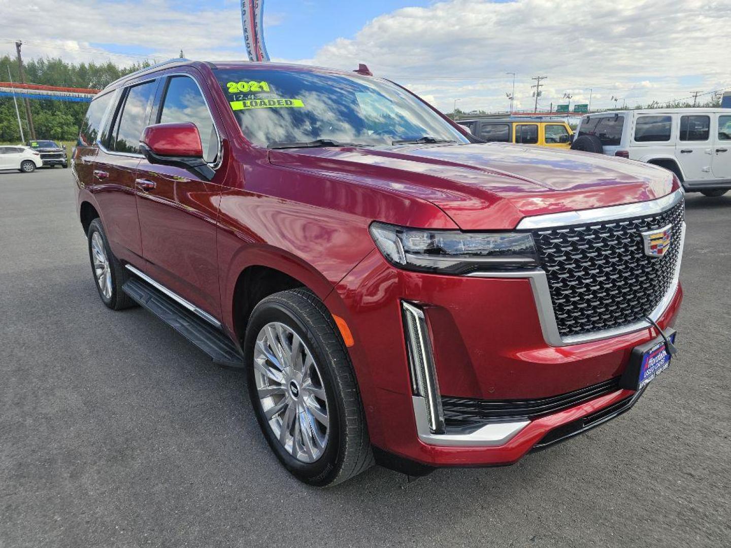 2021 RED CADILLAC ESCALADE PREMIUM LUXURY (1GYS4BKL6MR) with an 6.2L engine, Automatic transmission, located at 2525 S. Cushman, Fairbanks, AK, 99701, (907) 452-5707, 64.824036, -147.712311 - Photo#0
