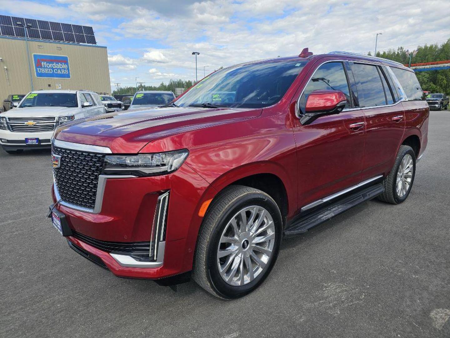 2021 RED CADILLAC ESCALADE PREMIUM LUXURY (1GYS4BKL6MR) with an 6.2L engine, Automatic transmission, located at 2525 S. Cushman, Fairbanks, AK, 99701, (907) 452-5707, 64.824036, -147.712311 - Photo#1