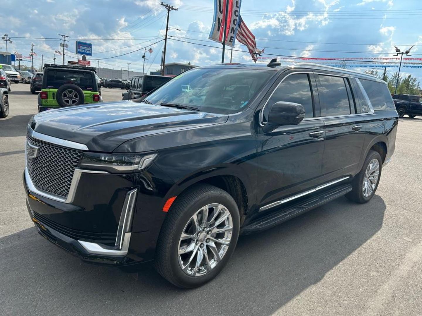 2021 BLACK CADILLAC ESCALADE ESV PREMIUM LUXURY (1GYS4KKL0MR) with an 6.2L engine, Automatic transmission, located at 2525 S. Cushman, Fairbanks, AK, 99701, (907) 452-5707, 64.824036, -147.712311 - Photo#0
