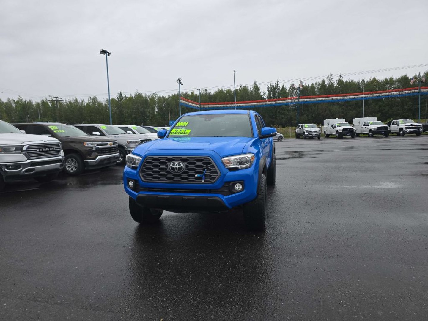 2021 BLUE TOYOTA TACOMA DOUBLE CAB (3TYCZ5AN1MT) with an 3.5L engine, 6-Speed Manual transmission, located at 2525 S. Cushman, Fairbanks, AK, 99701, (907) 452-5707, 64.824036, -147.712311- Photo#0