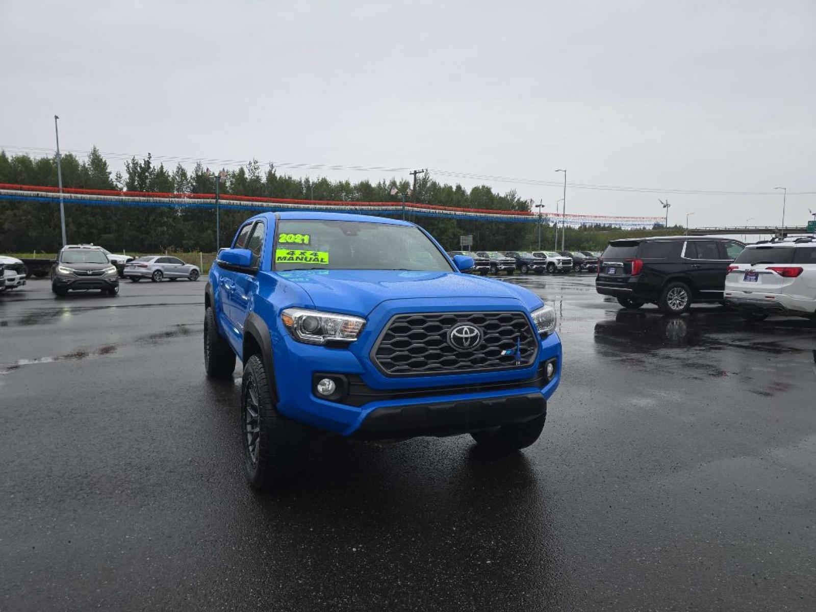2021 BLUE TOYOTA TACOMA DOUBLE CAB (3TYCZ5AN1MT) with an 3.5L engine, Automatic transmission, located at 2525 S. Cushman, Fairbanks, AK, 99701, (907) 452-5707, 64.824036, -147.712311 - Photo#1