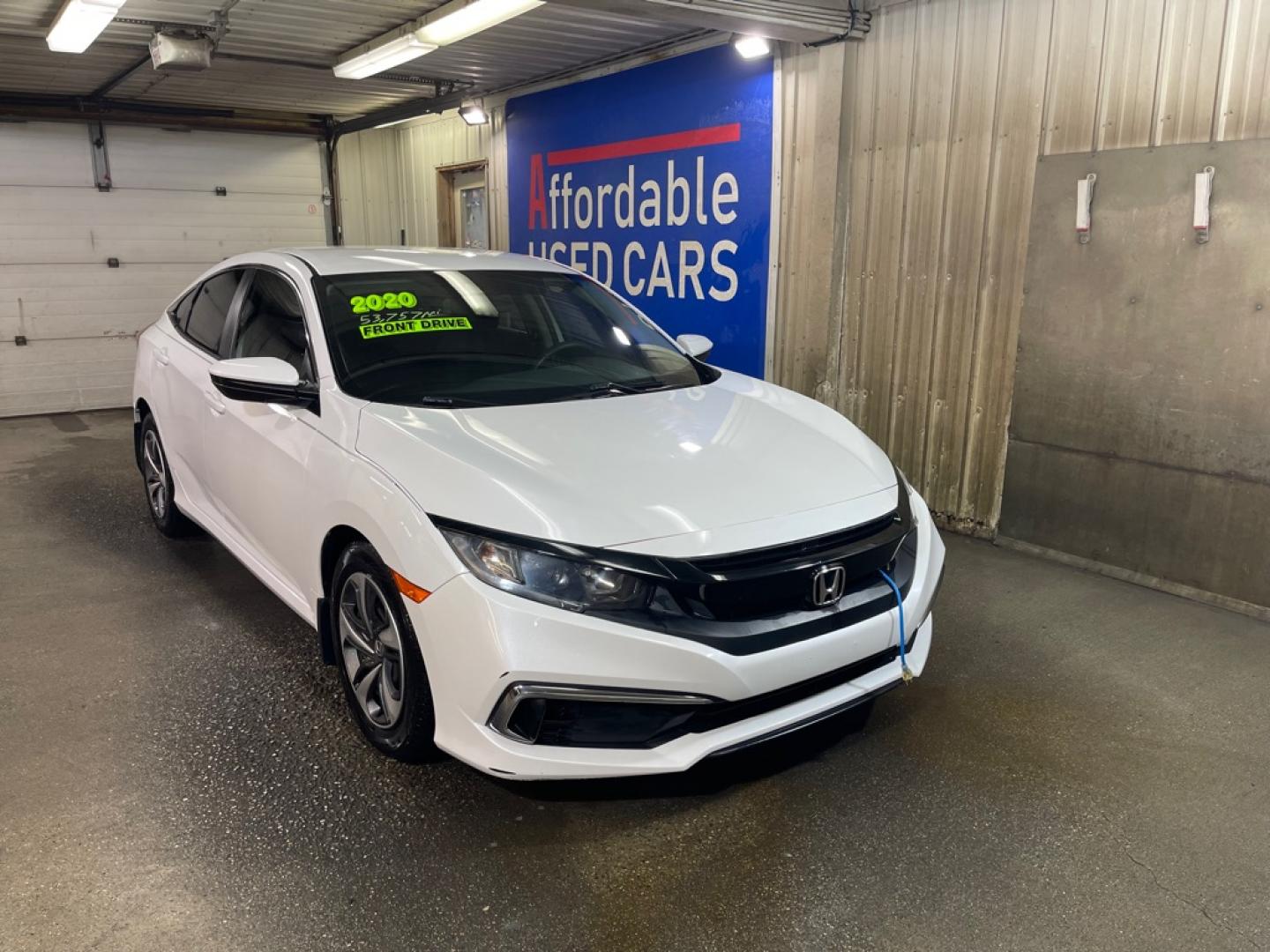 2020 WHITE HONDA CIVIC LX (19XFC2F65LE) with an 2.0L engine, Continuously Variable transmission, located at 2525 S. Cushman, Fairbanks, AK, 99701, (907) 452-5707, 64.824036, -147.712311- Photo#0