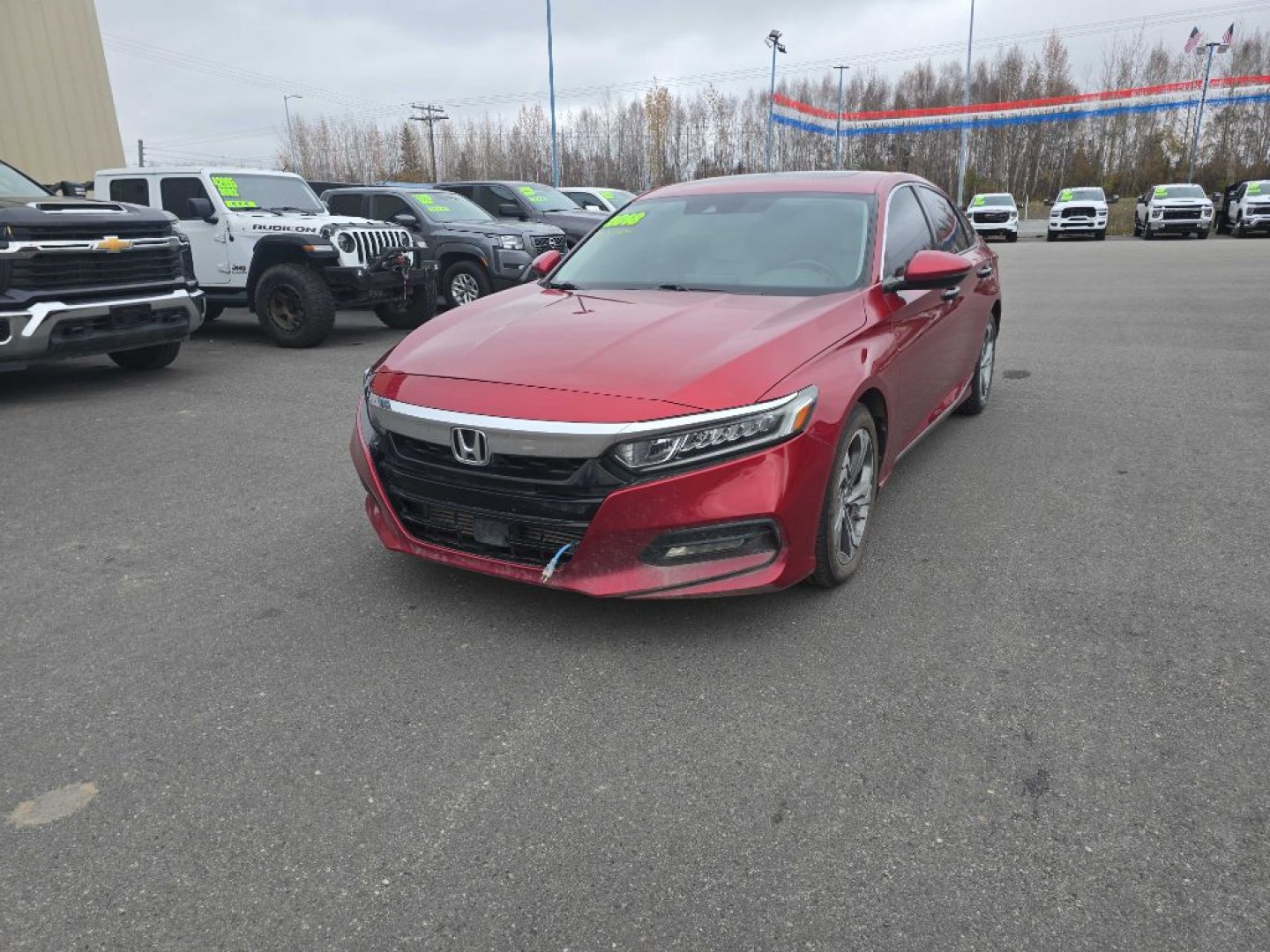 2018 MAROON HONDA ACCORD EXL (1HGCV1F55JA) with an 1.5L engine, Continuously Variable transmission, located at 2525 S. Cushman, Fairbanks, AK, 99701, (907) 452-5707, 64.824036, -147.712311- Photo#1