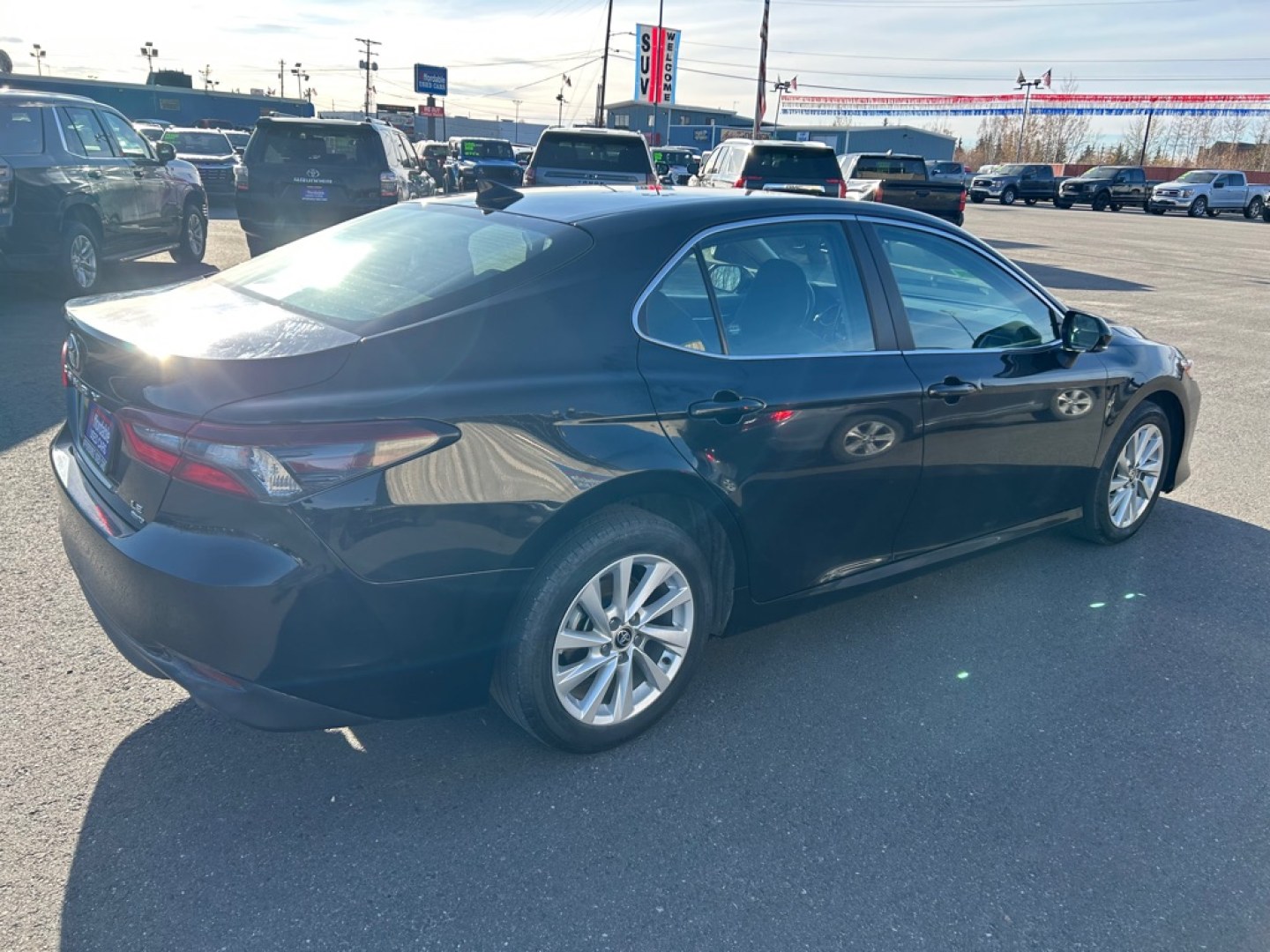 2024 BLACK TOYOTA CAMRY AWD LE (4T1R11BK9RU) with an 2.5L engine, Automatic transmission, located at 2525 S. Cushman, Fairbanks, AK, 99701, (907) 452-5707, 64.824036, -147.712311- Photo#2
